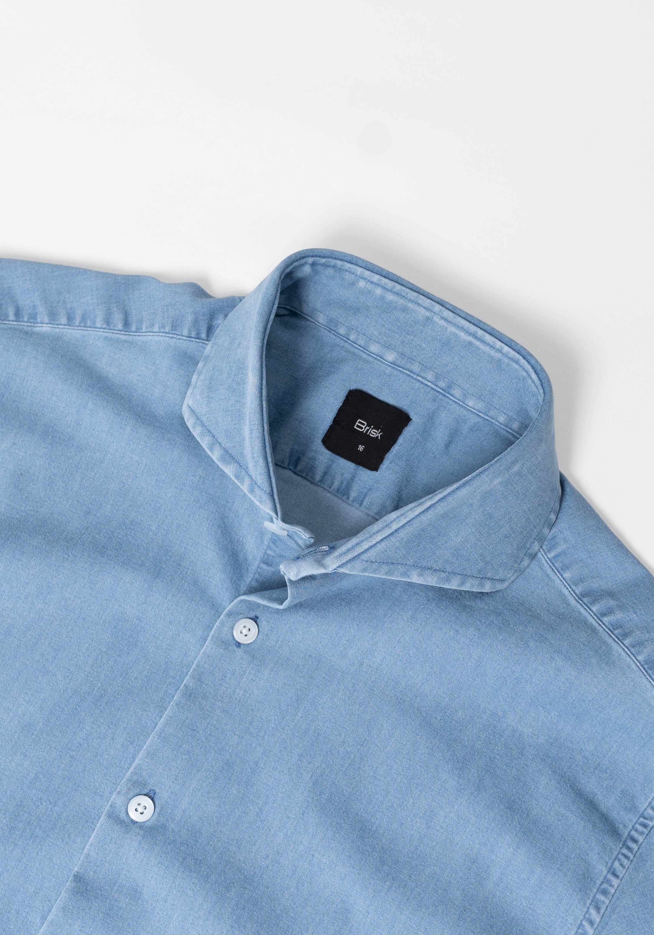 Light Wash Denim Shirt  - Cutaway Extreme Collar - Image 4