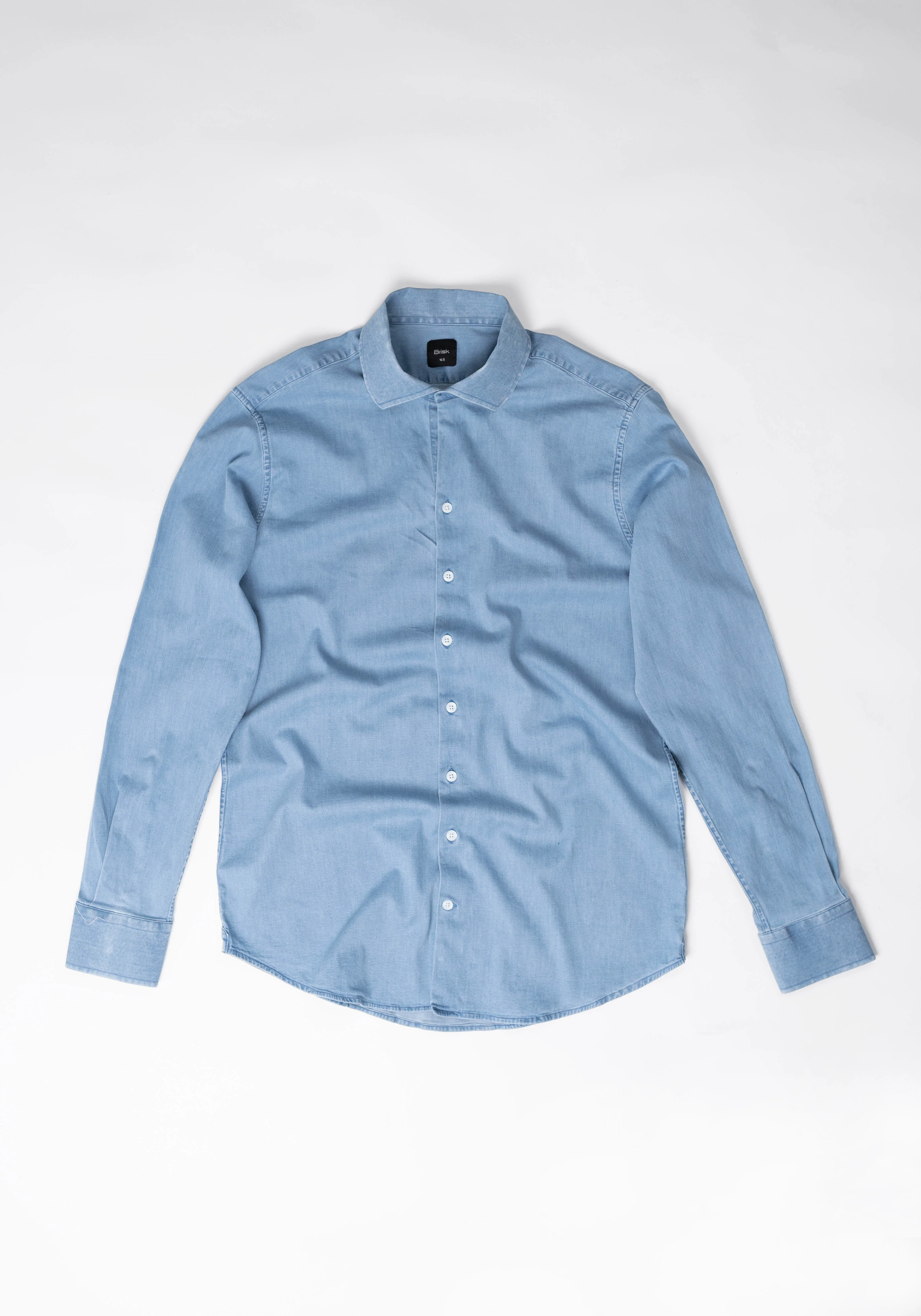 Light Wash Denim Shirt - One Piece Collar - Image 4