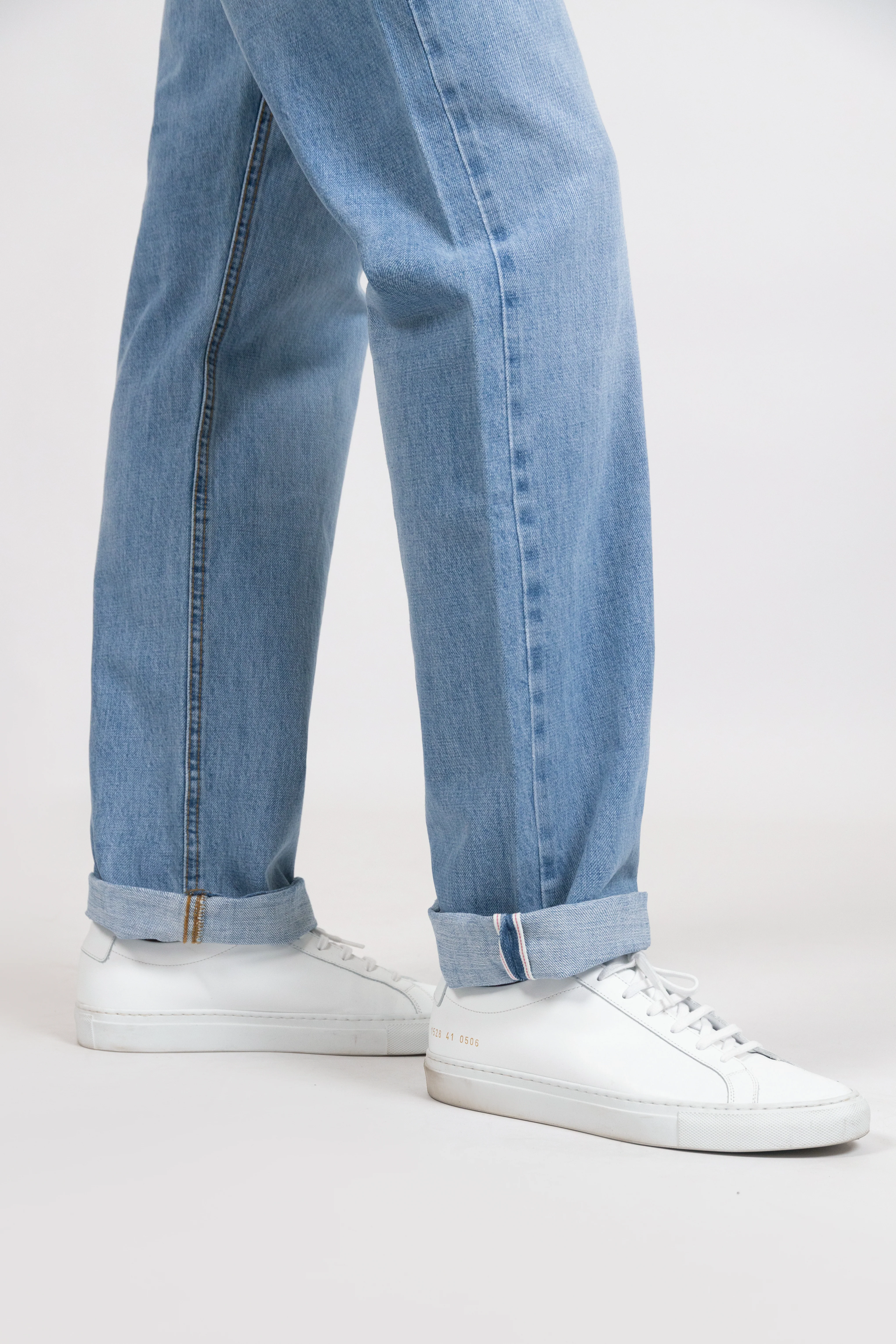 Light Wash Slim Straight Selvedge Jeans - Stud - Image 3