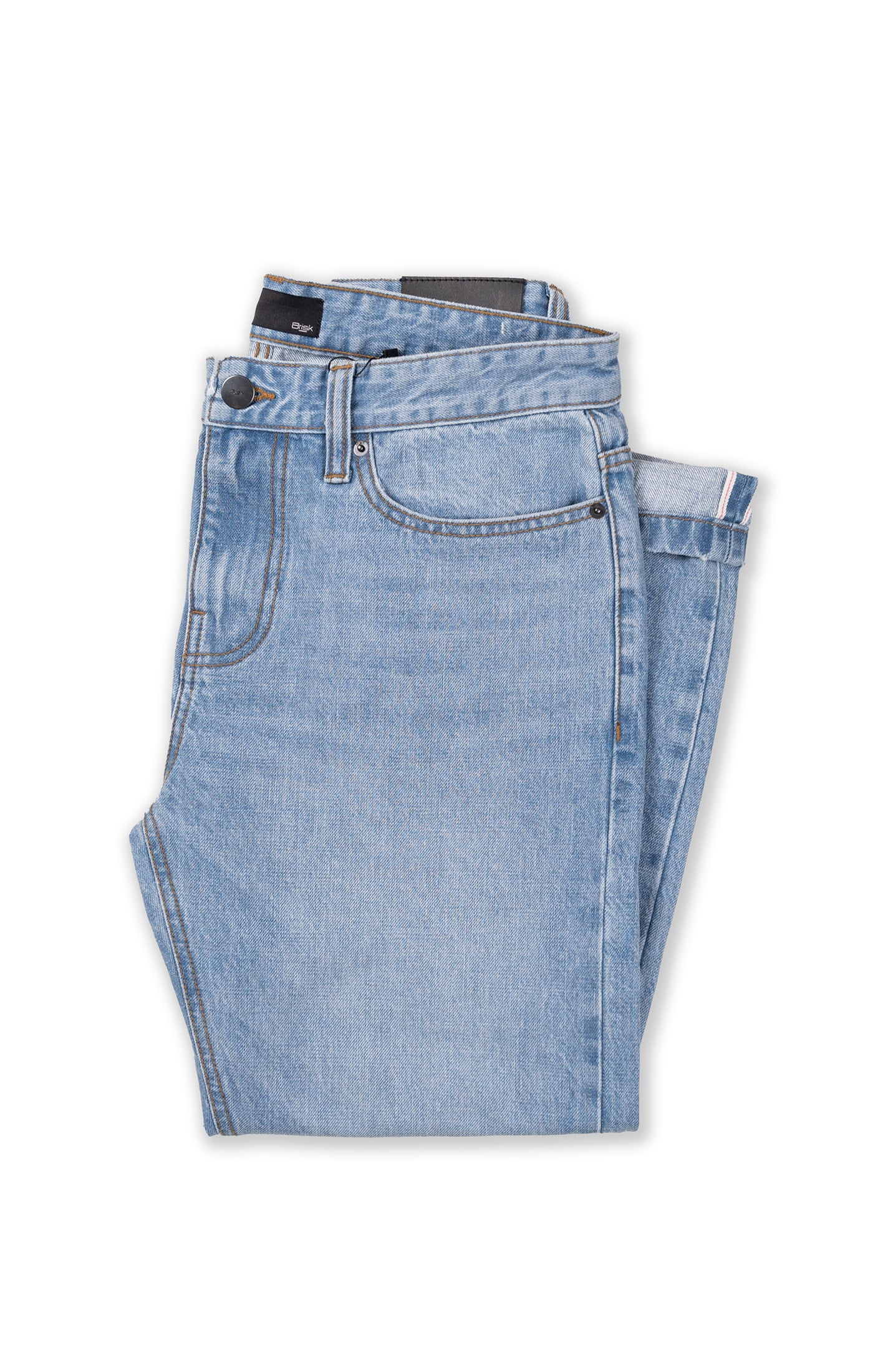 Light Wash Slim Straight Selvedge Jeans - Stud - Image 7