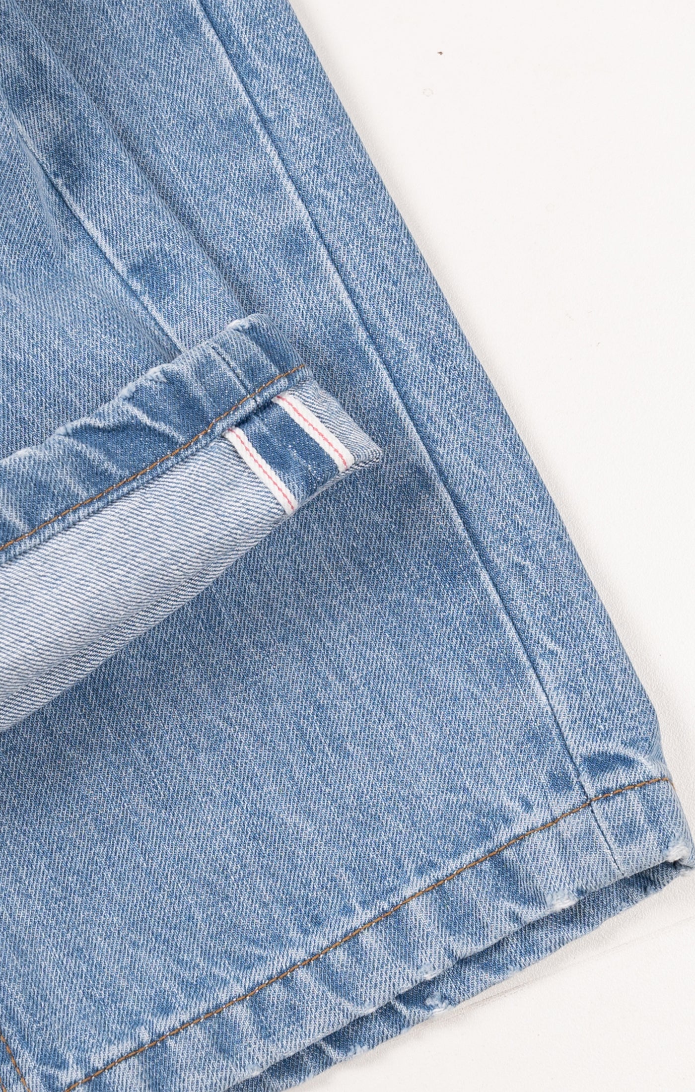 Light Wash Slim Straight Selvedge Jeans - Stud - Image 8