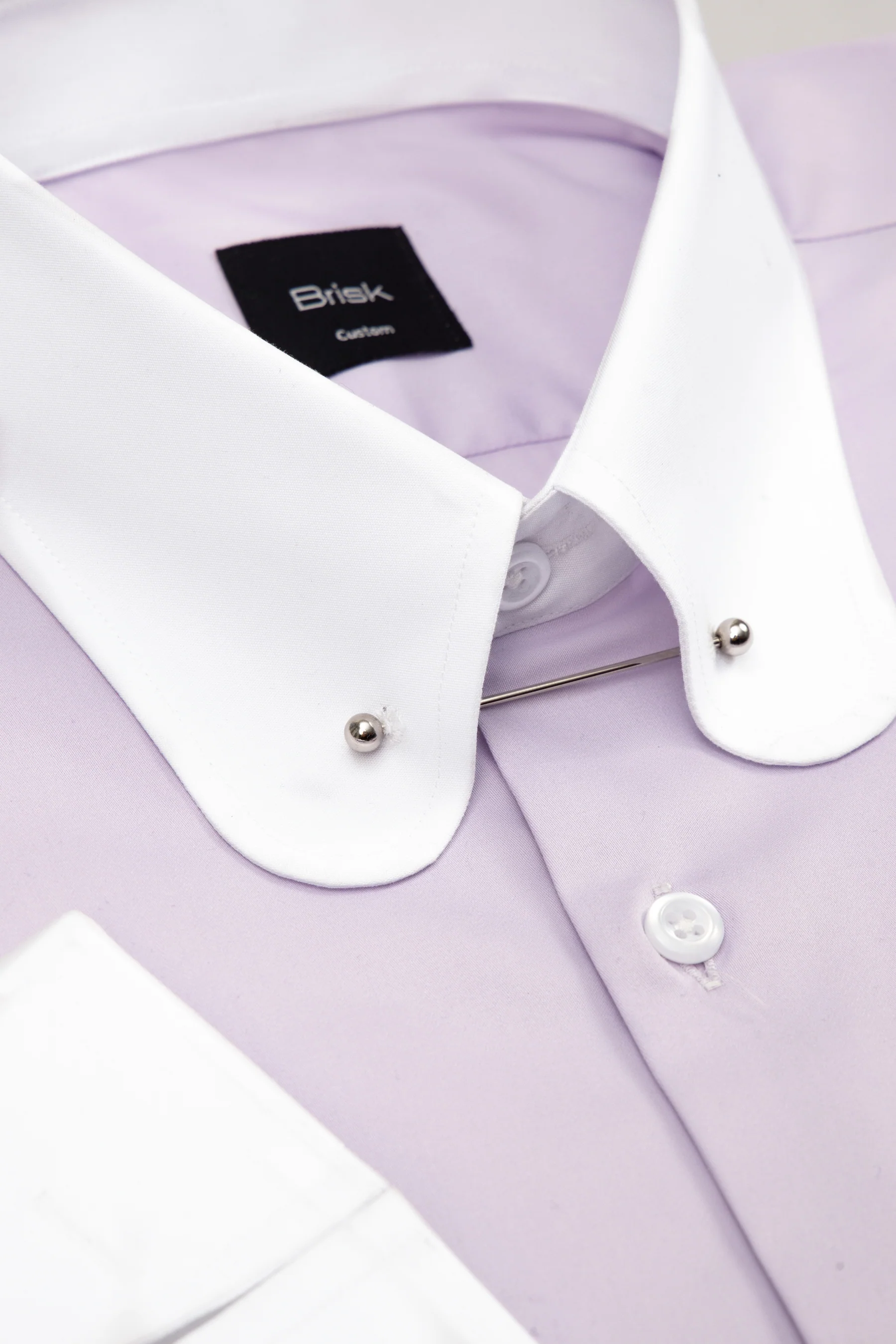 Lilac Easy-Care Sateen Club Pin Collar Shirt - Image 4