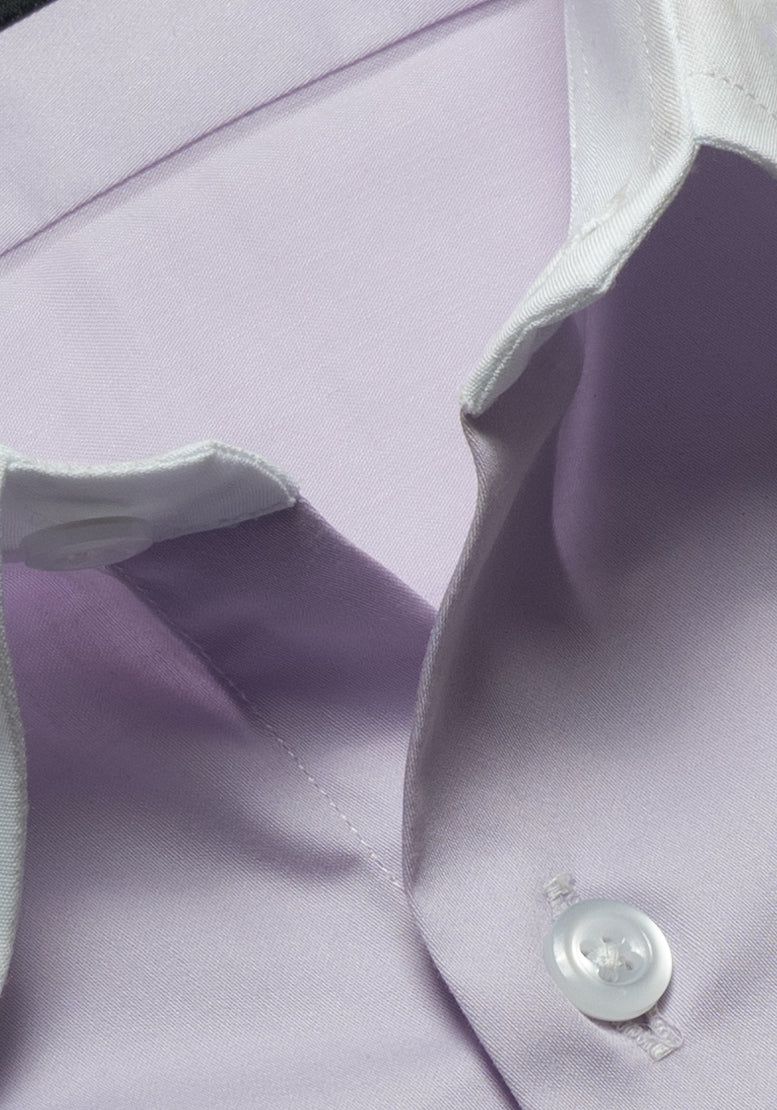 Lilac Easy-Care Sateen Club Pin Collar Shirt - Image 7