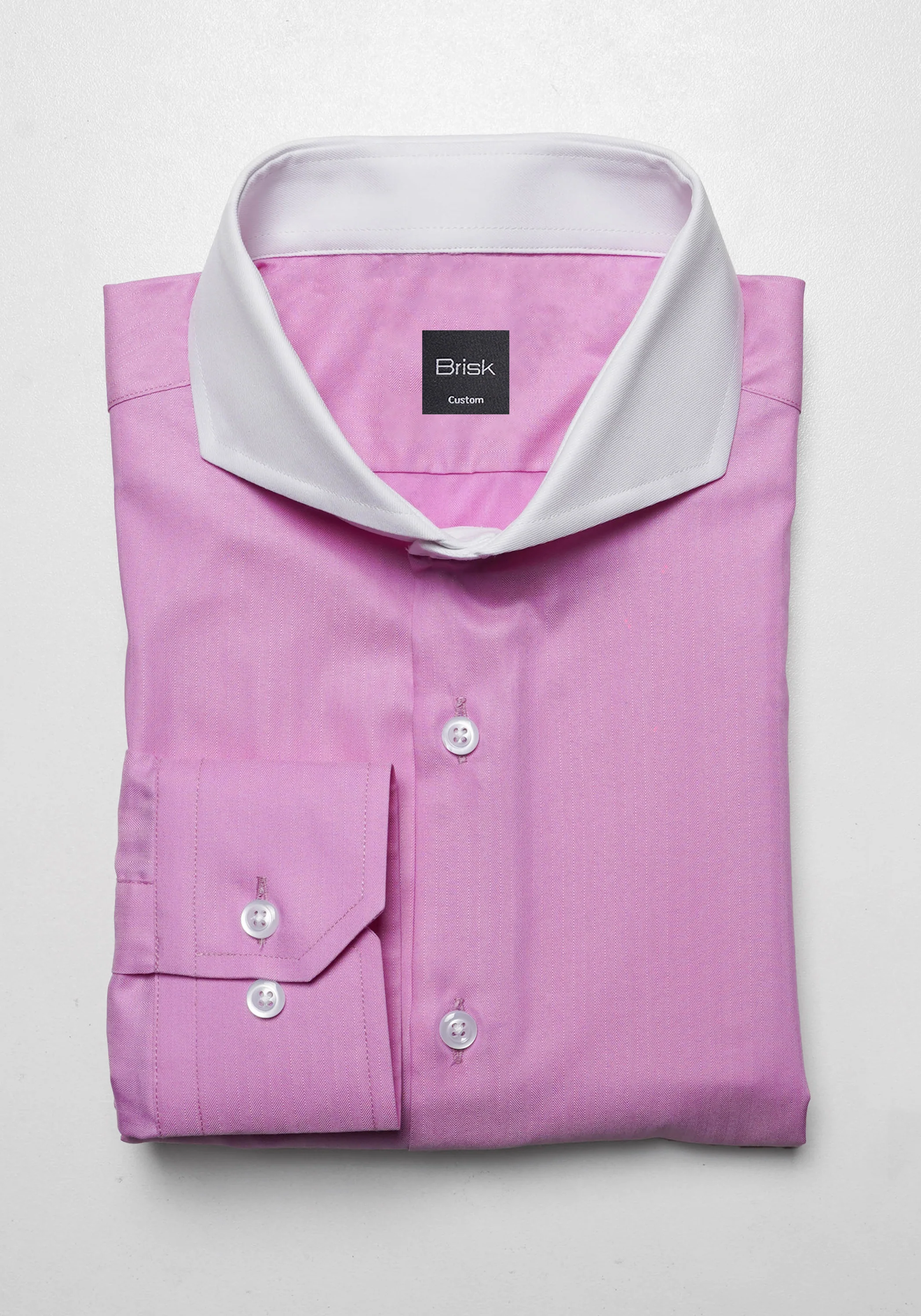 Magenta Herringbone Cotton-Poly Shirt