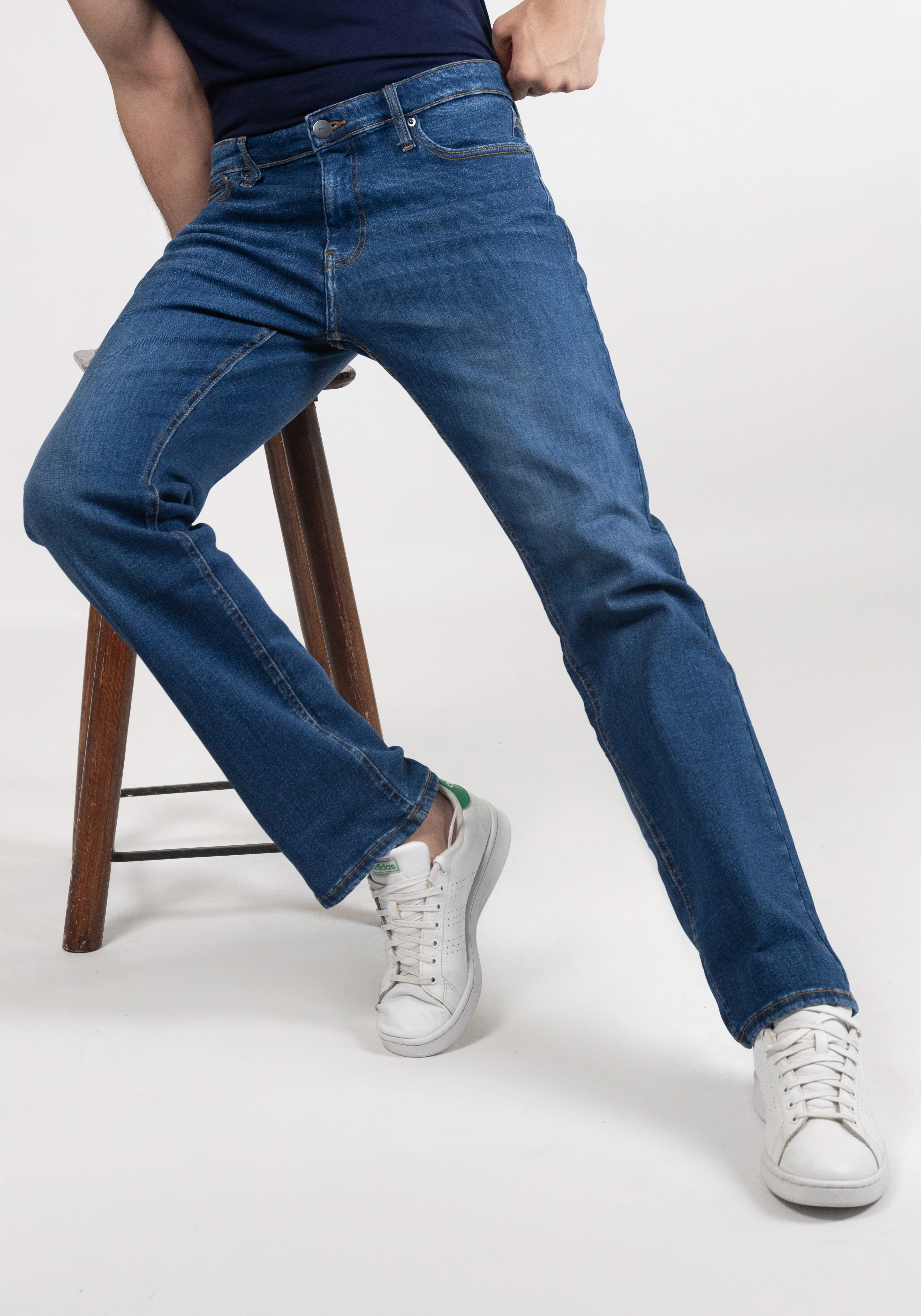 Medium Wash Straight Fit Jeans - Rotary - Image 3