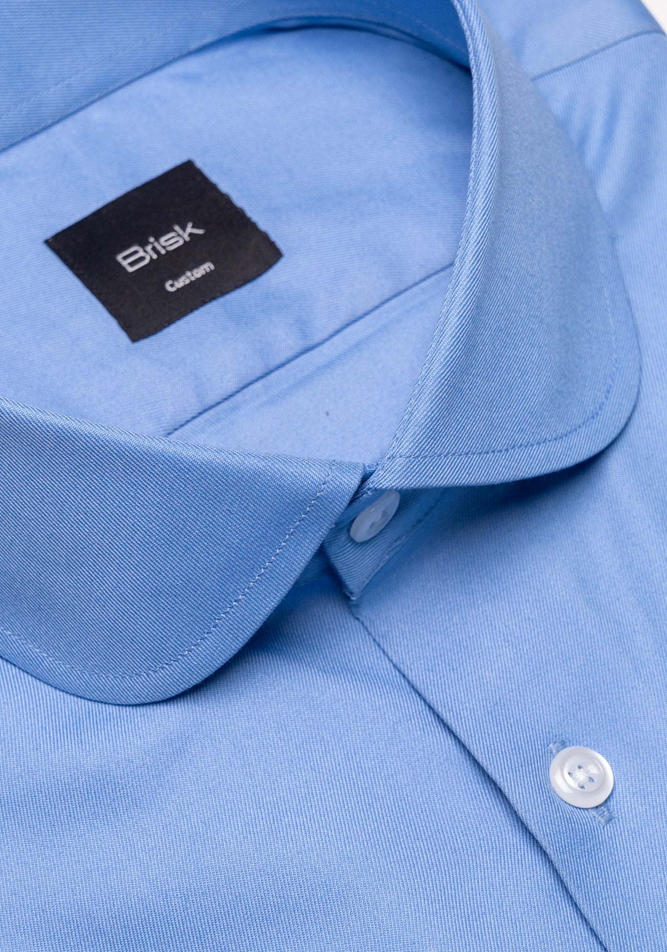 Mid Blue Twill Shirt - Club Collar - Image 2