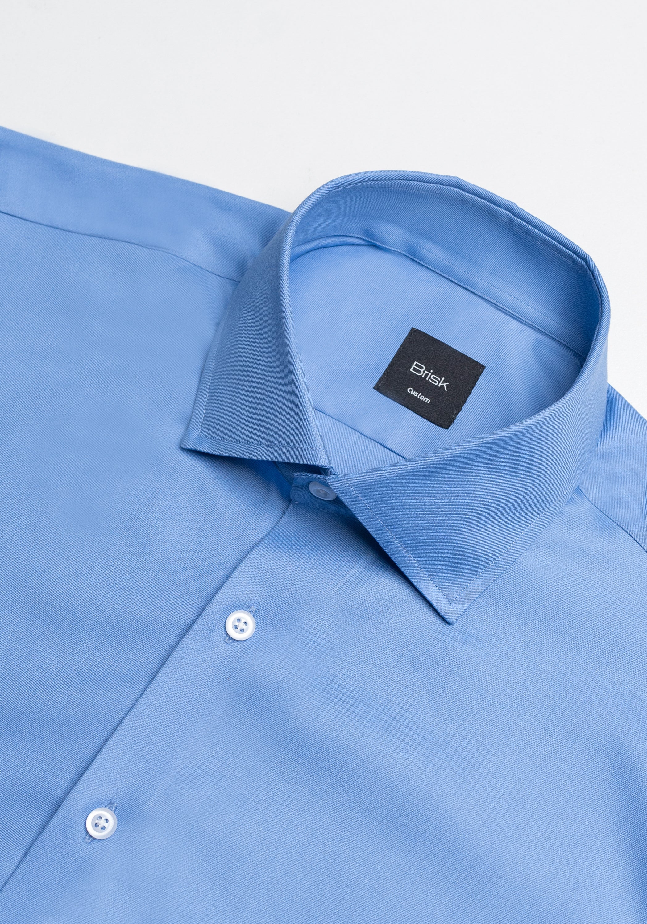 Mid Blue Twill Shirt - Cutaway Classic Collar