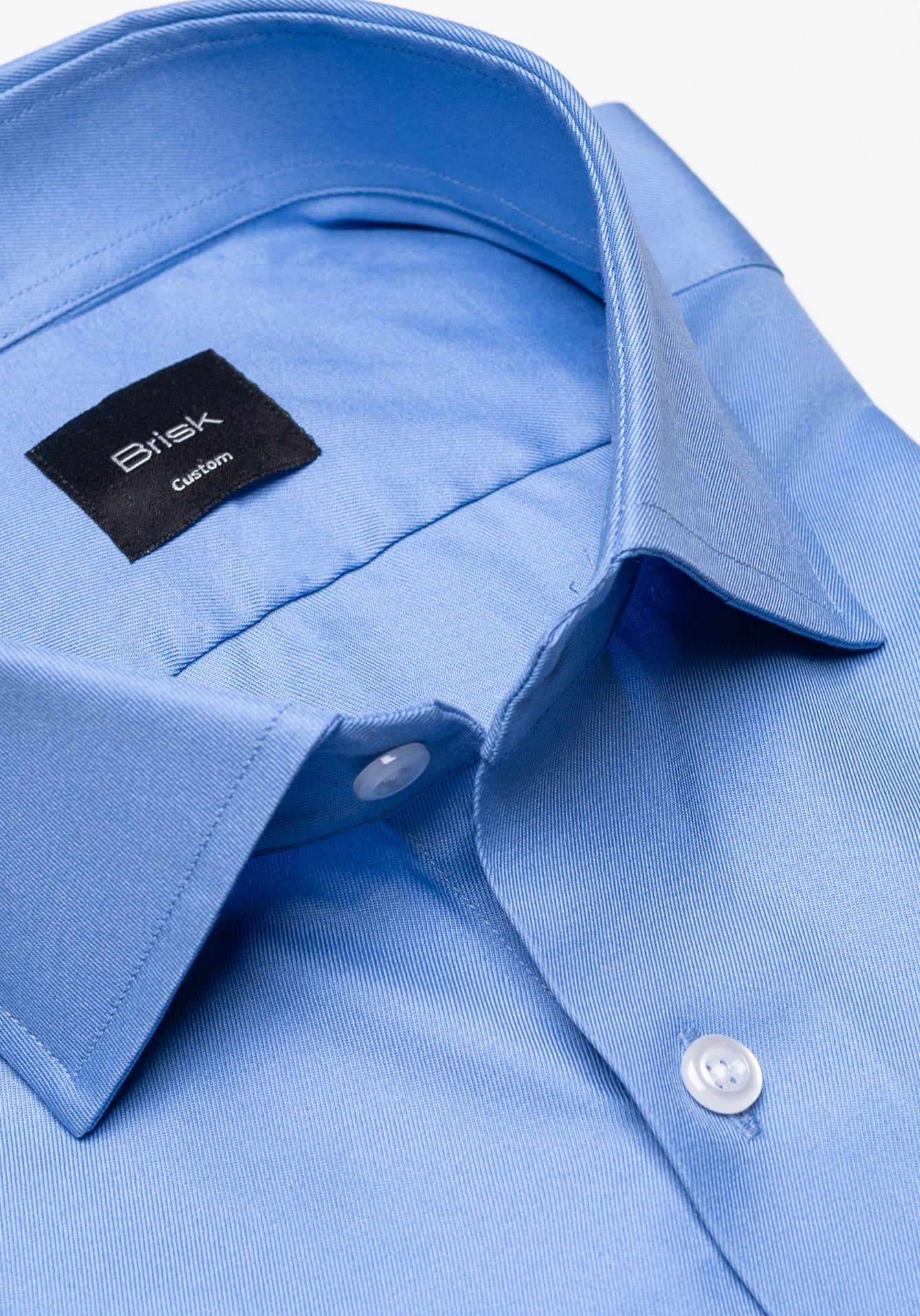 Mid Blue Twill Shirt - Cutaway Classic Collar - Image 3