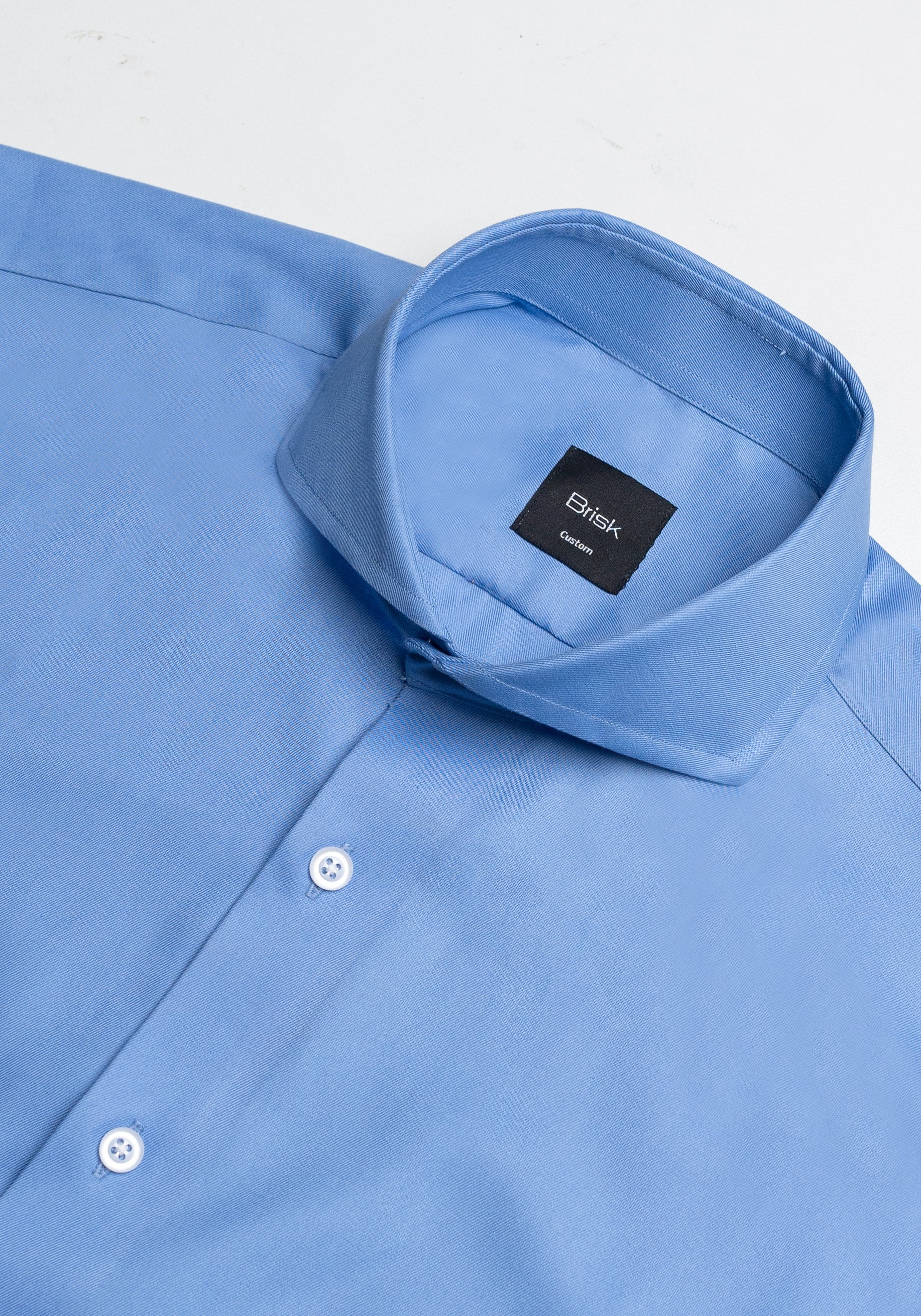 Mid Blue Twill Shirt - Cutaway Extreme Collar - Image 4