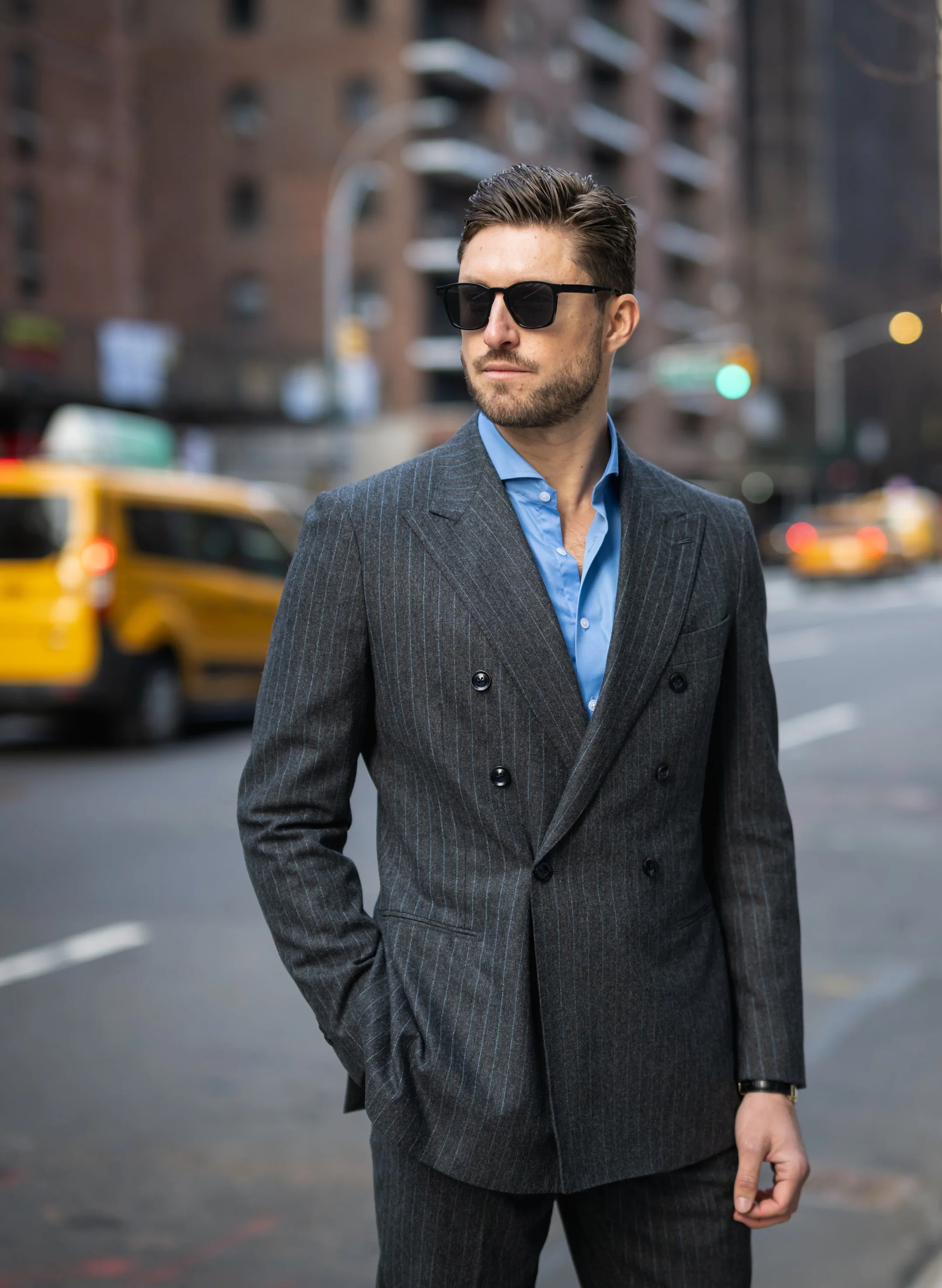 Mid Blue Twill Shirt - Cutaway Extreme Collar - Image 7