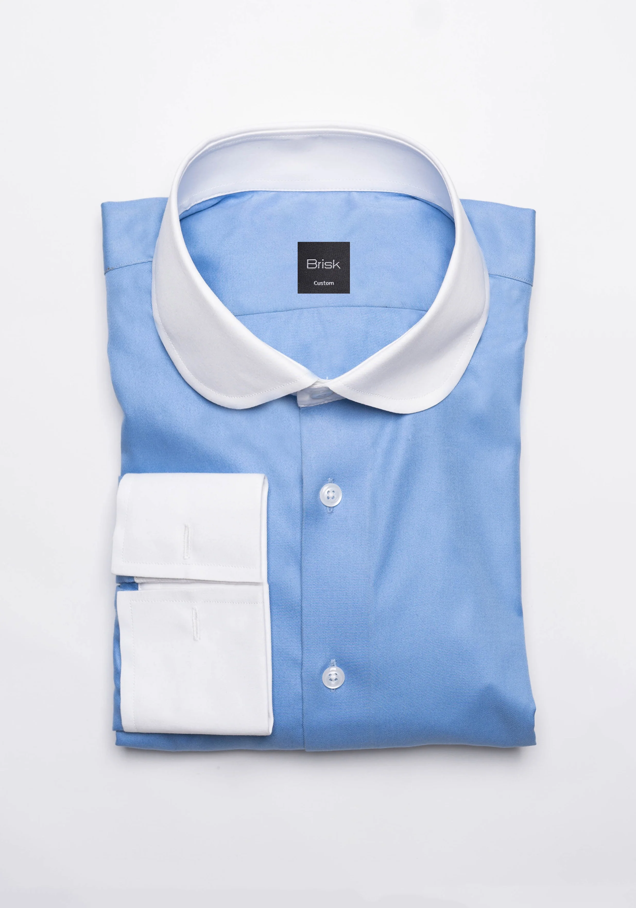 Mid Blue Twill Shirt - White Club Collar - Image 2