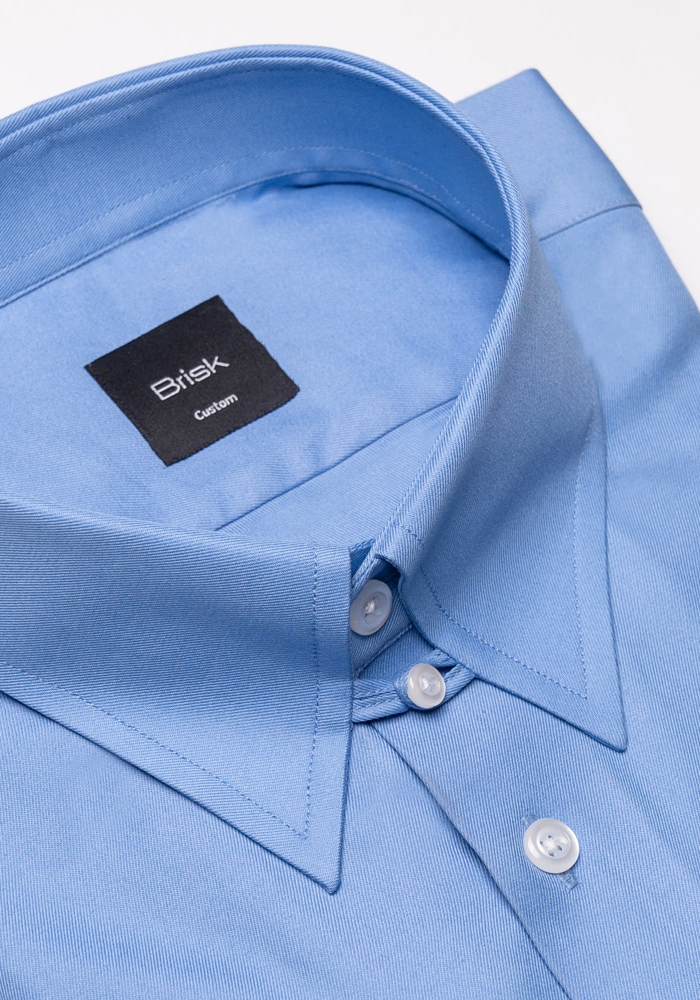 Mid Blue Twill Shirt - Tab Collar