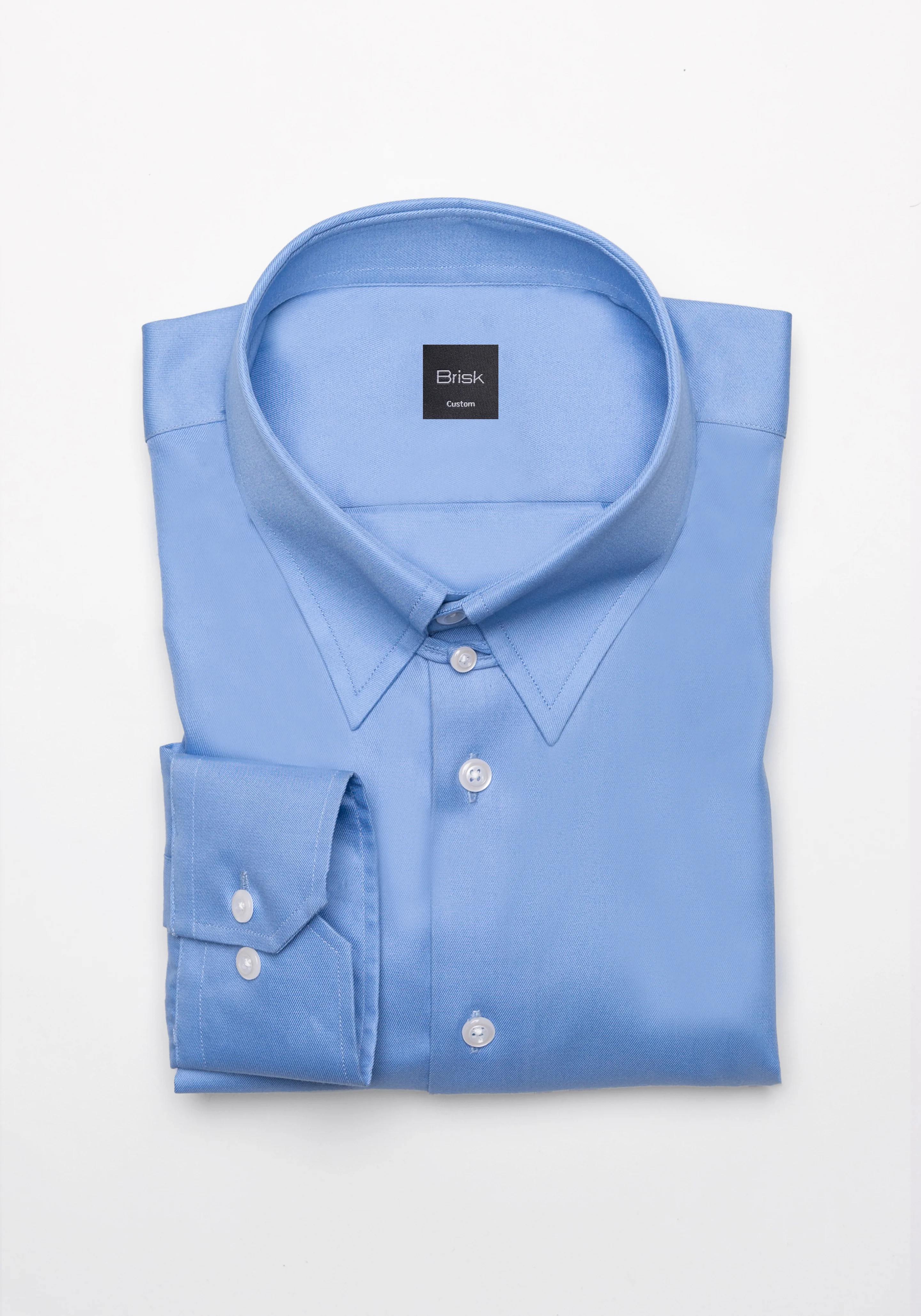 Mid Blue Twill Shirt - Tab Collar - Image 2