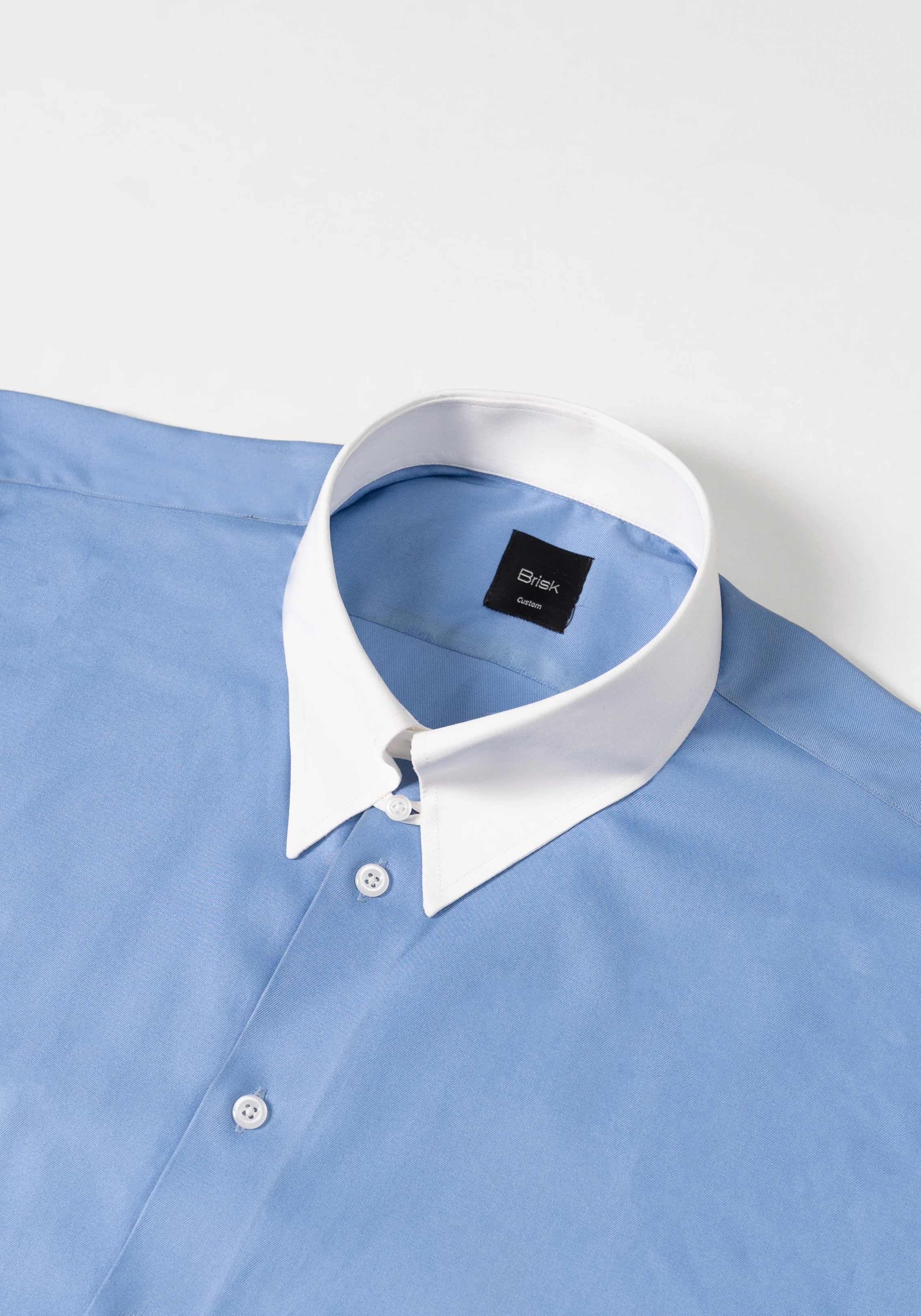 Mid Blue Twill - White Tab Collar - Image 2