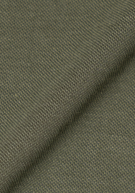 Military Green Feather Soft Piqué Full Sleeve Polo Shirt - Image 3