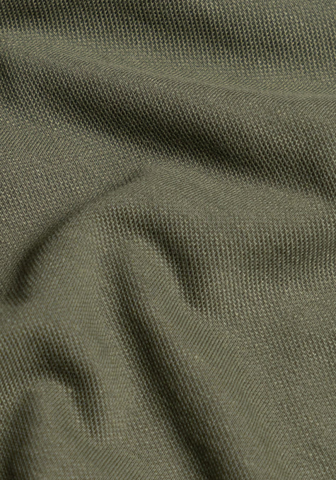 Military Green Feather Soft Piqué Full Sleeve Polo Shirt - Image 4