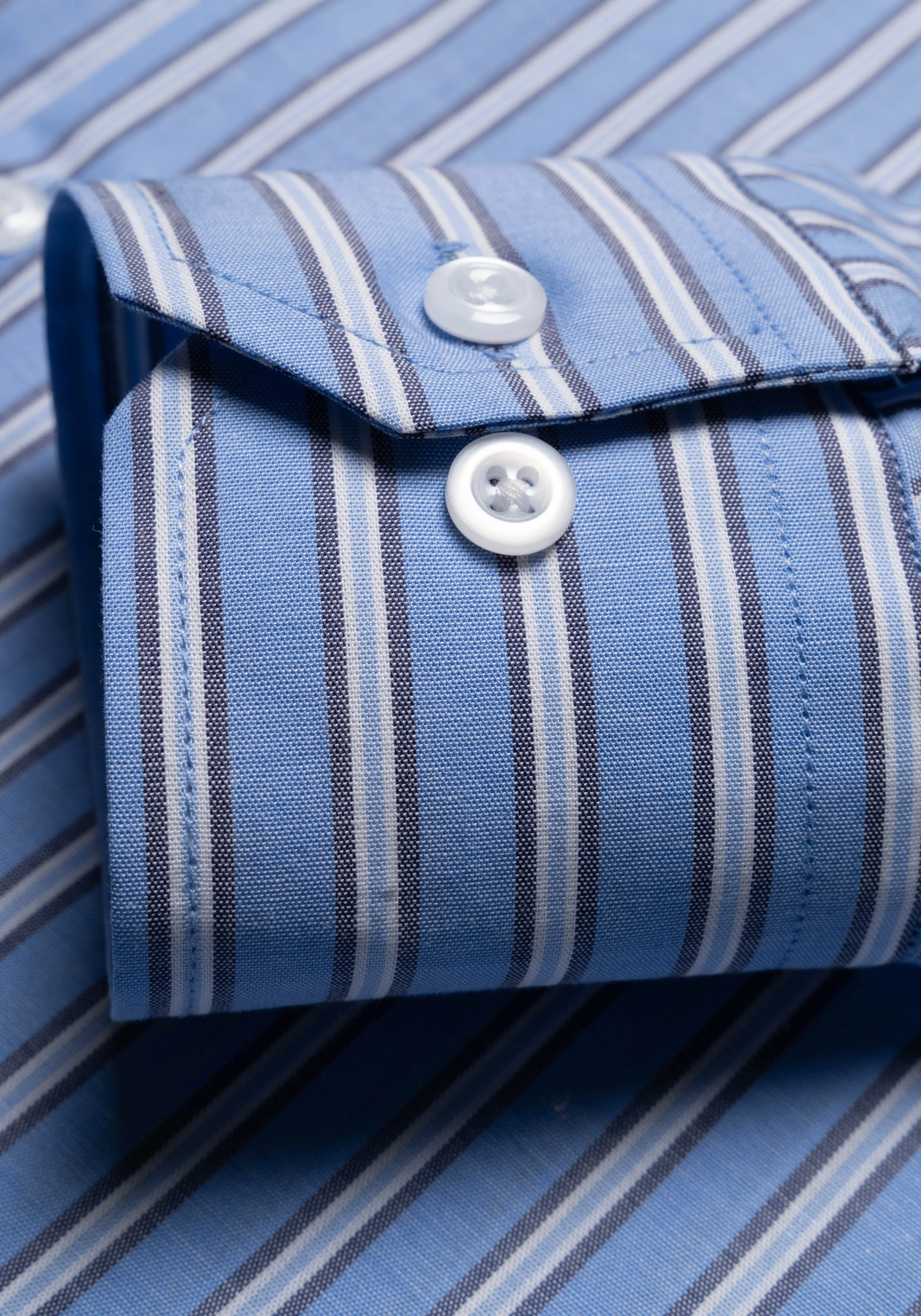 Multi Blue Bold Stripes Shirt-Cotton Linen - Image 3