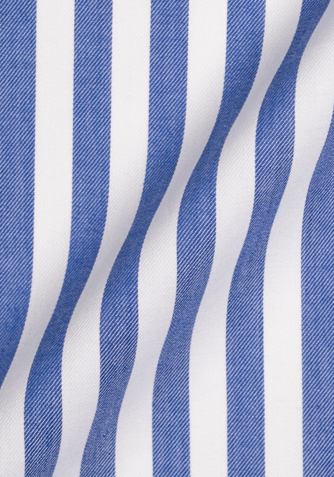 Navy Blue Twill Bold Stripes Pima Cotton Shirt - Cutaway Classic Collar Unused Sample - Image 4