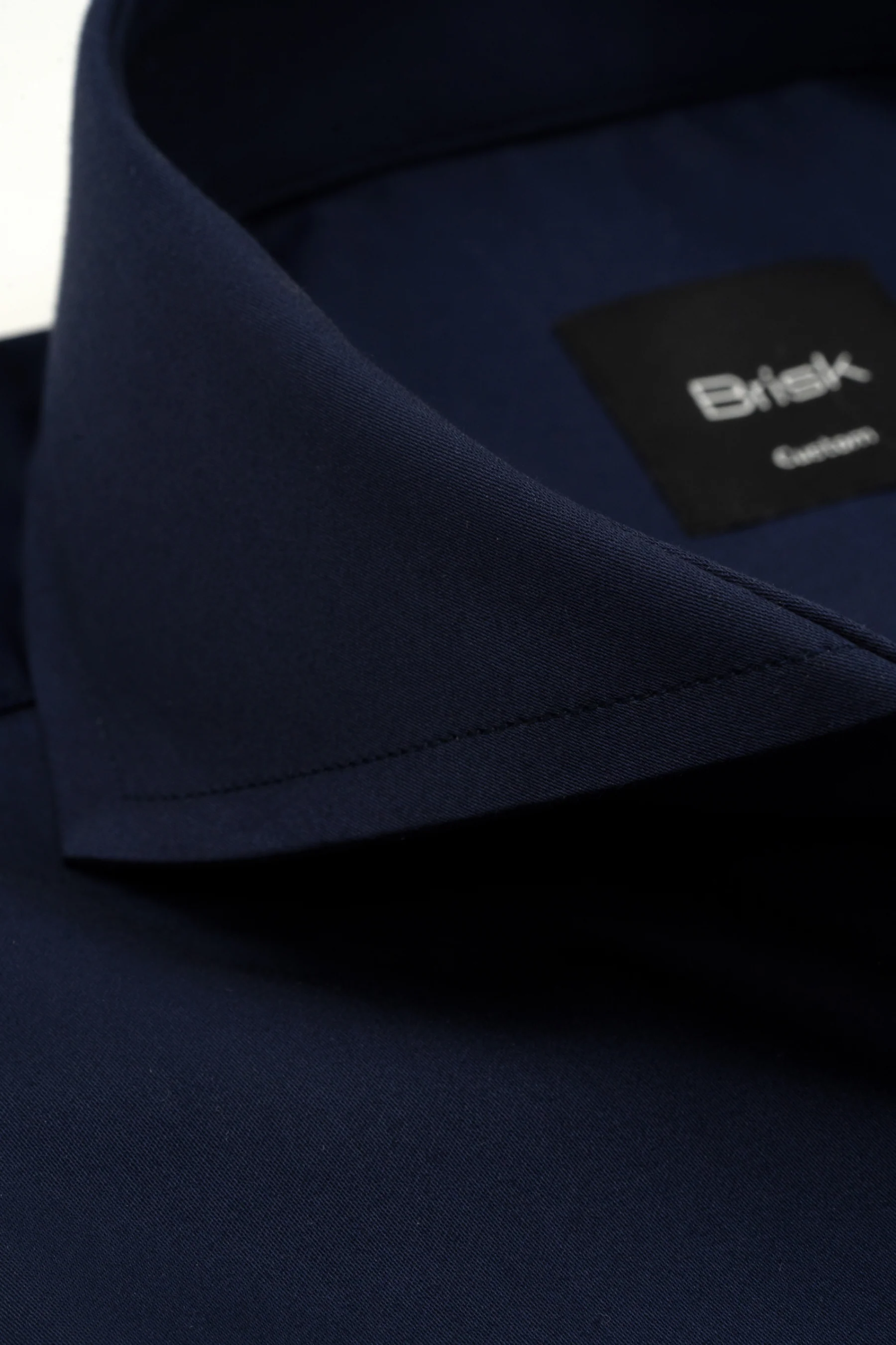 Navy Blue Easy-Care Sateen Shirt - Image 4