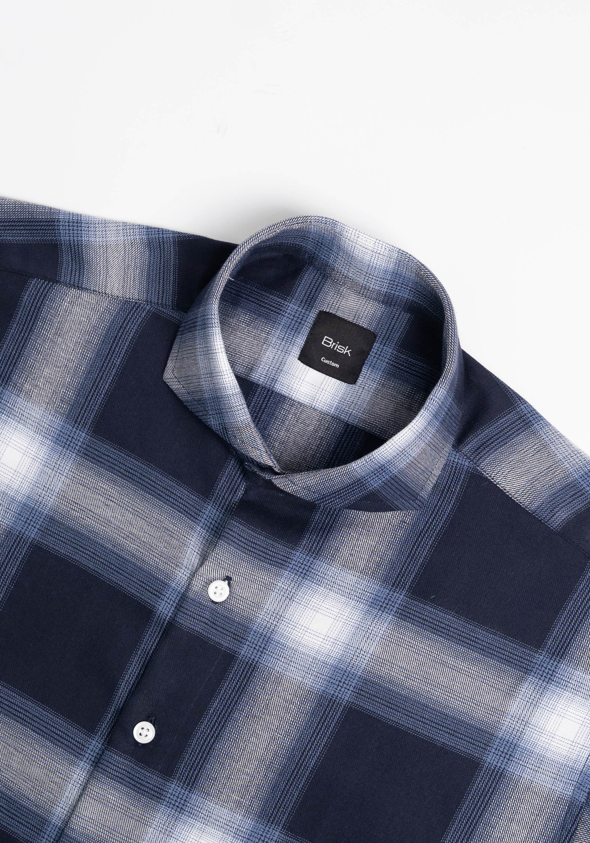 Navy Blue Light Weight Flannel Shirt - Image 4
