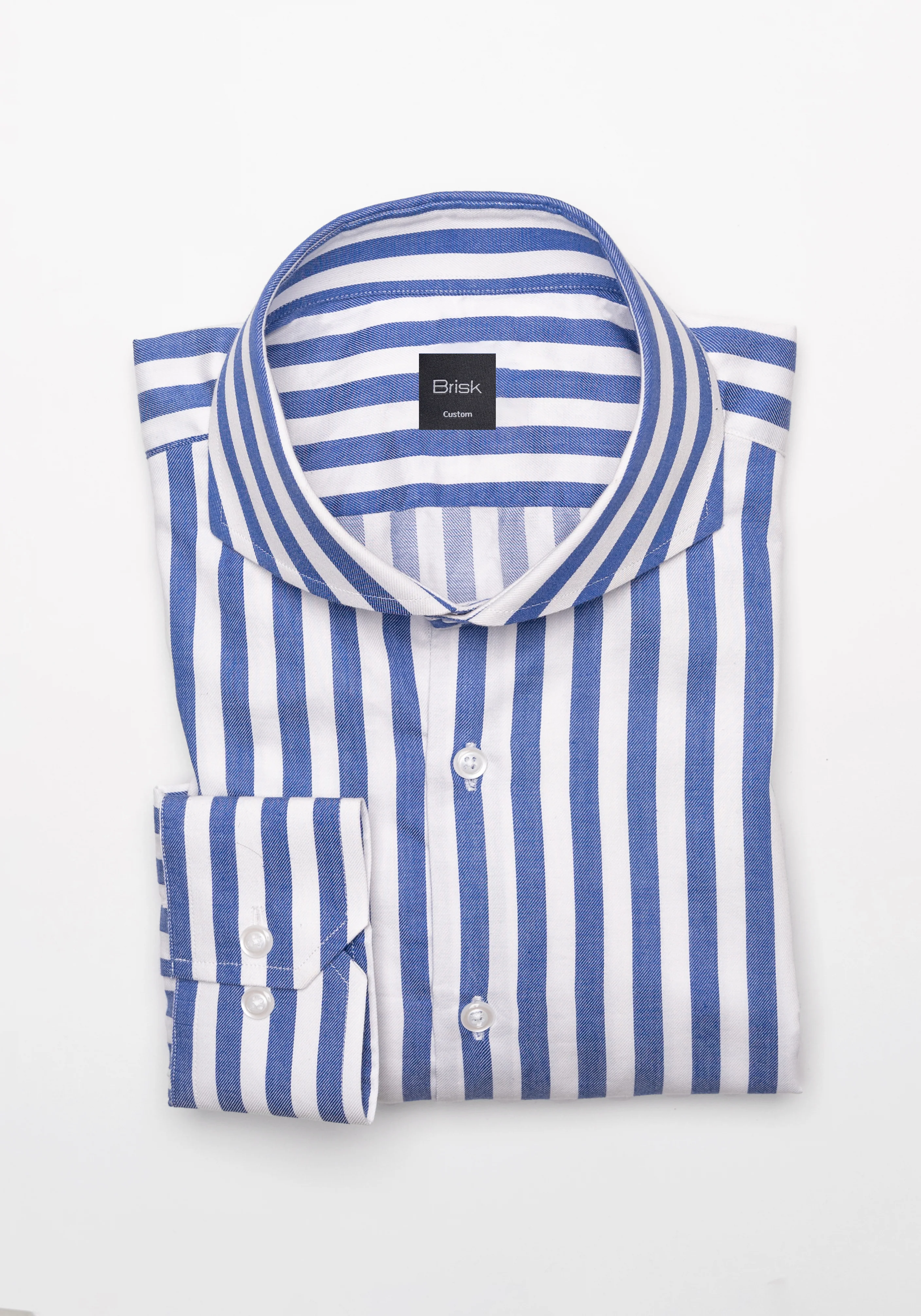 Navy Blue Pima Cotton Bold Stripes Shirt - Cut Away Extreme