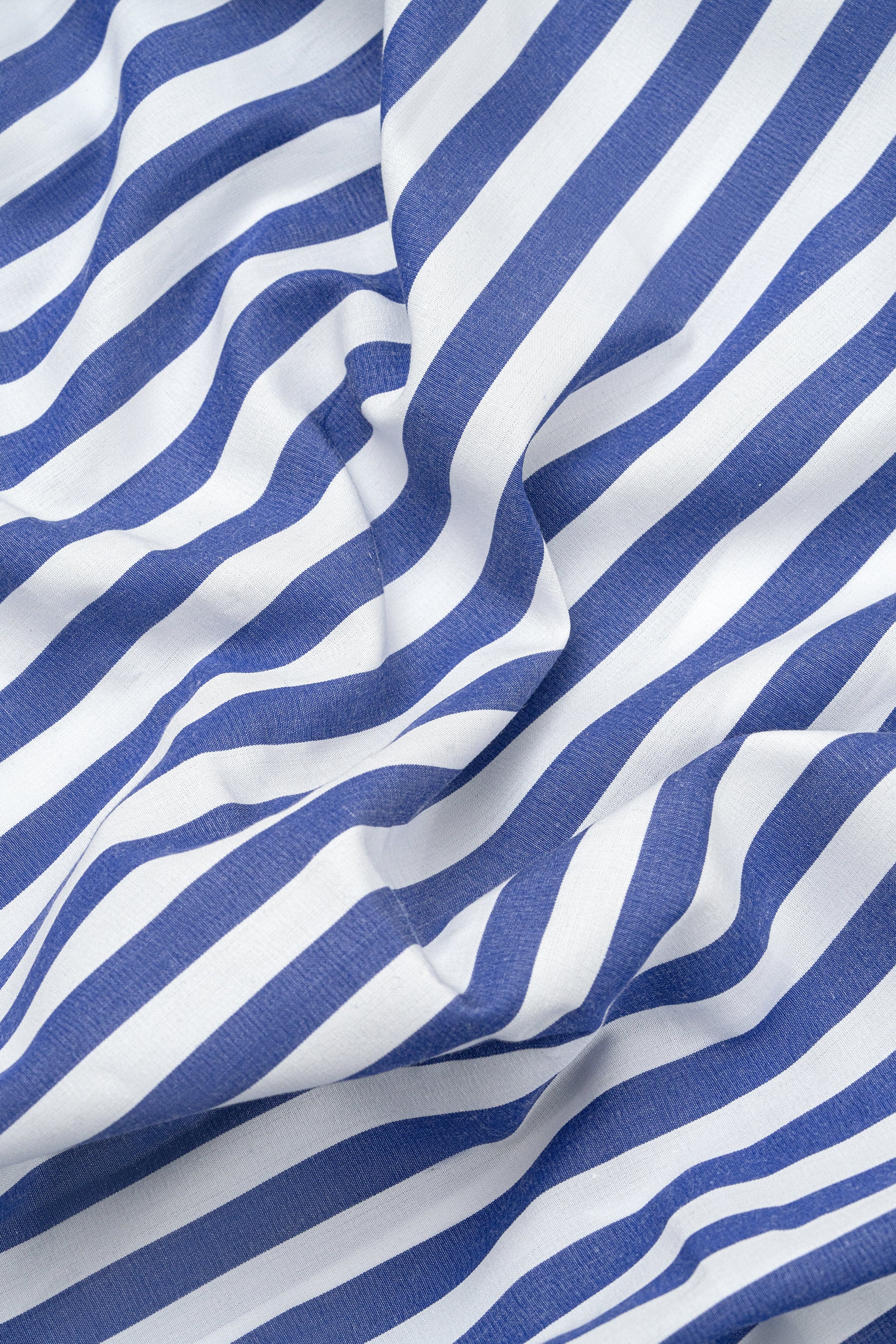 Navy Blue Pima Cotton Bold Stripes - Wrinkle Resistant - Image 2