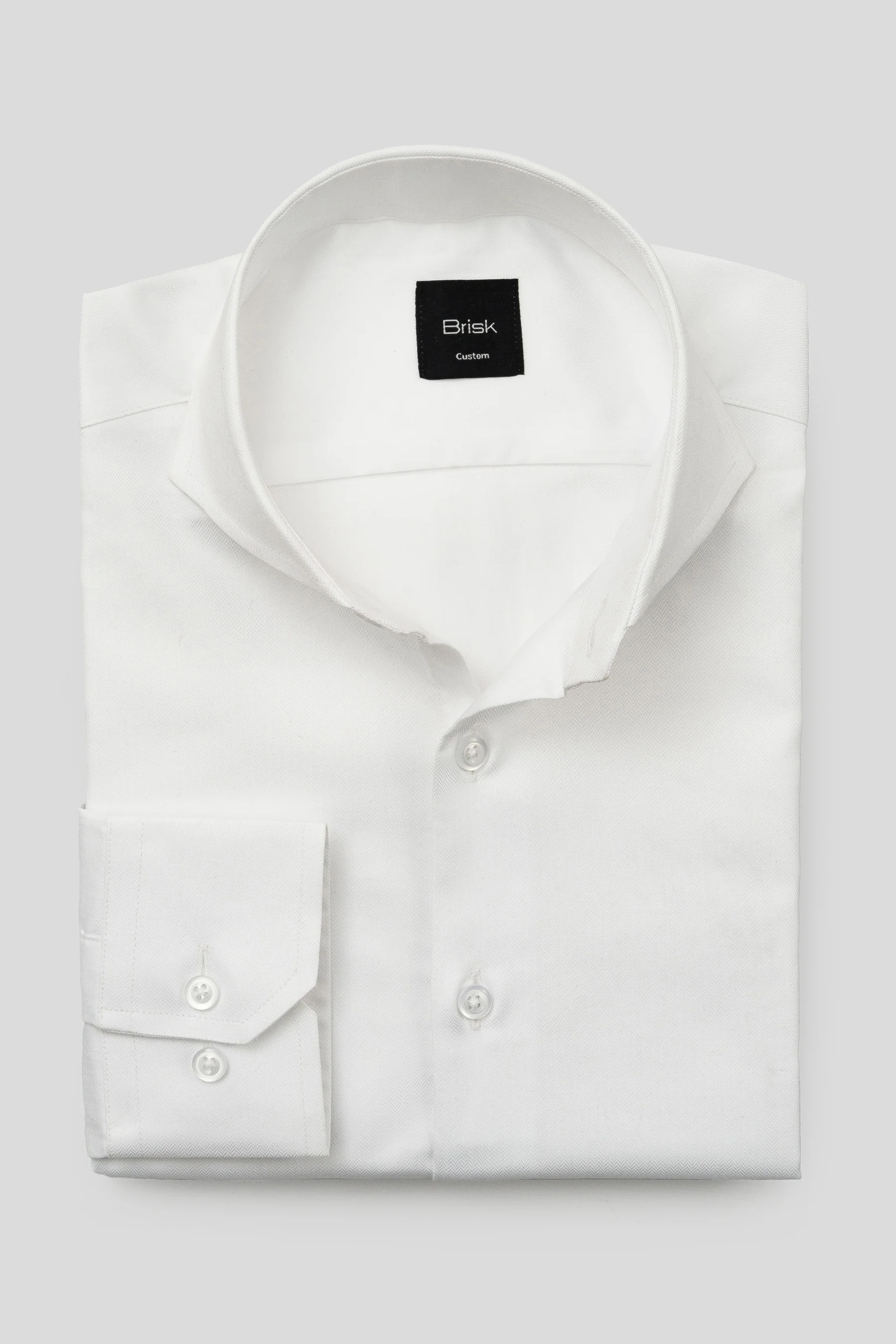 Optic White Sleek Herringbone Wrinkle-Free Shirt - Image 5