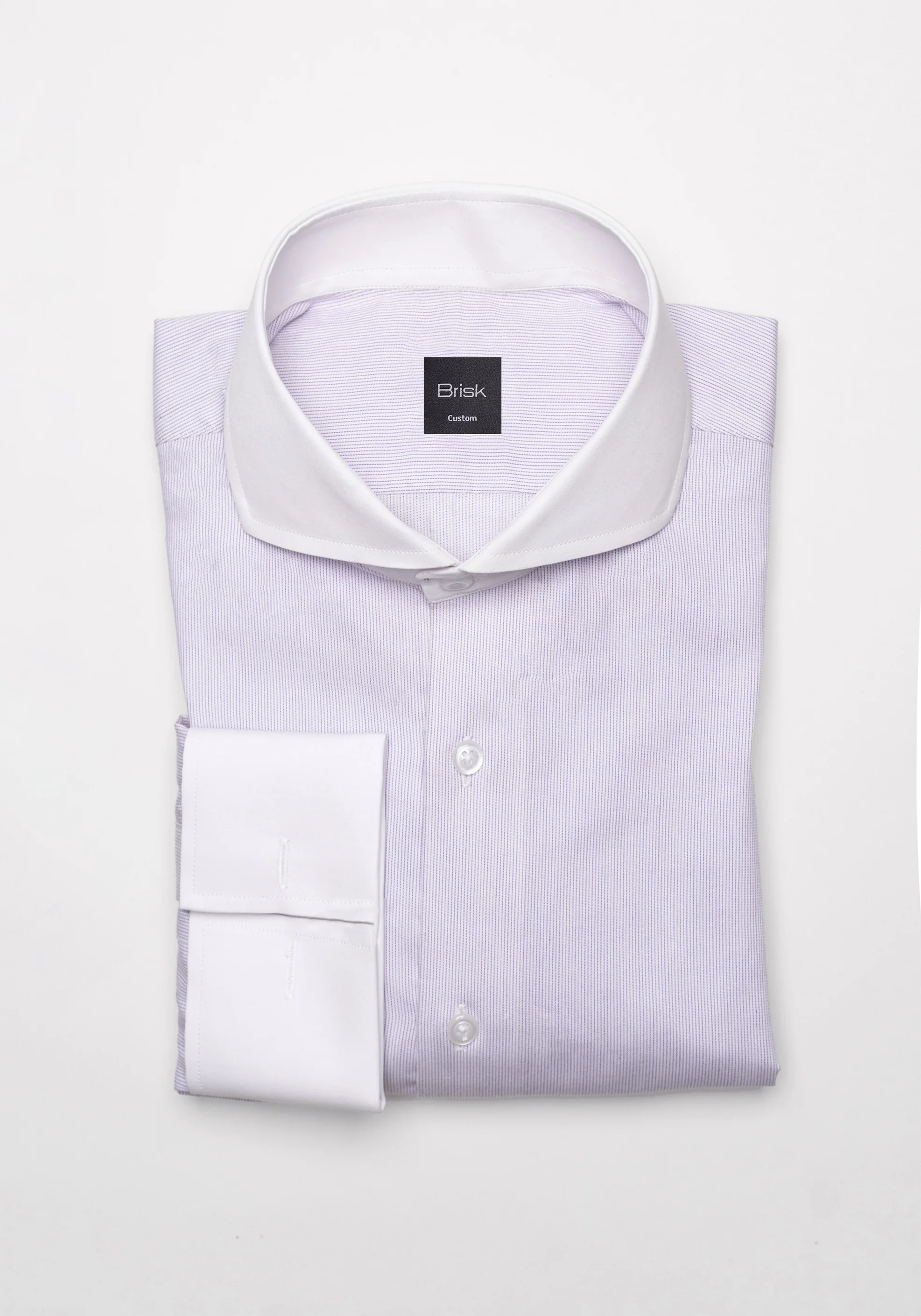 Pastel Lilac Pinstripes Pima Cotton Shirt - White Cutaway Extreme Collar