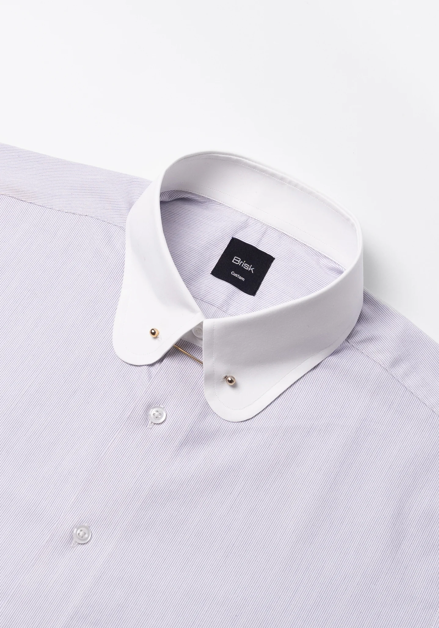 Pastel Lilac Pinstripes Pima Cotton Shirt - White Club Golden Pin Collar & French Cuffs - Image 3