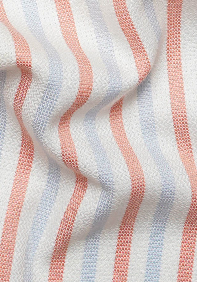 Pastel Orange Blue Dobby Stripes - Image 2