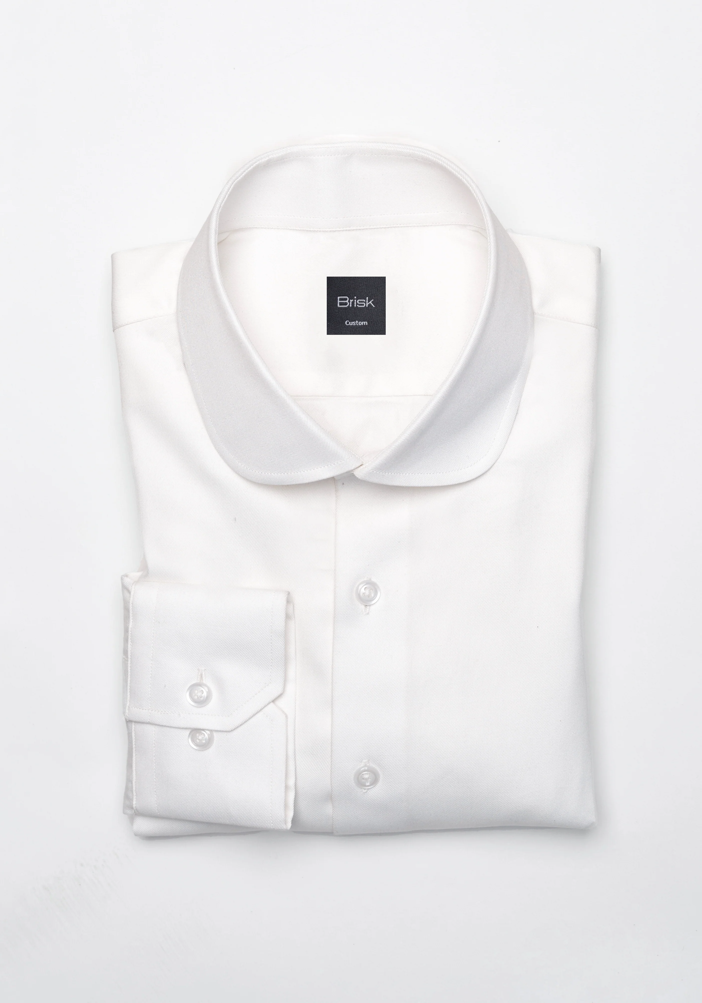 Pearl White Twill Pima Cotton Shirt - Club Collar