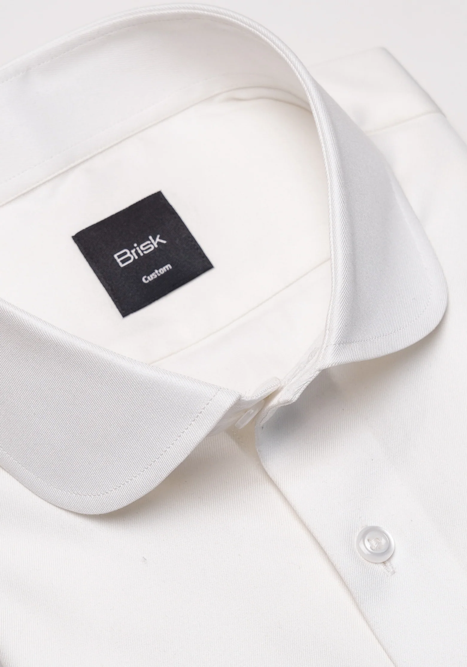 Pearl White Twill Pima Cotton Shirt - Club Collar - Image 2