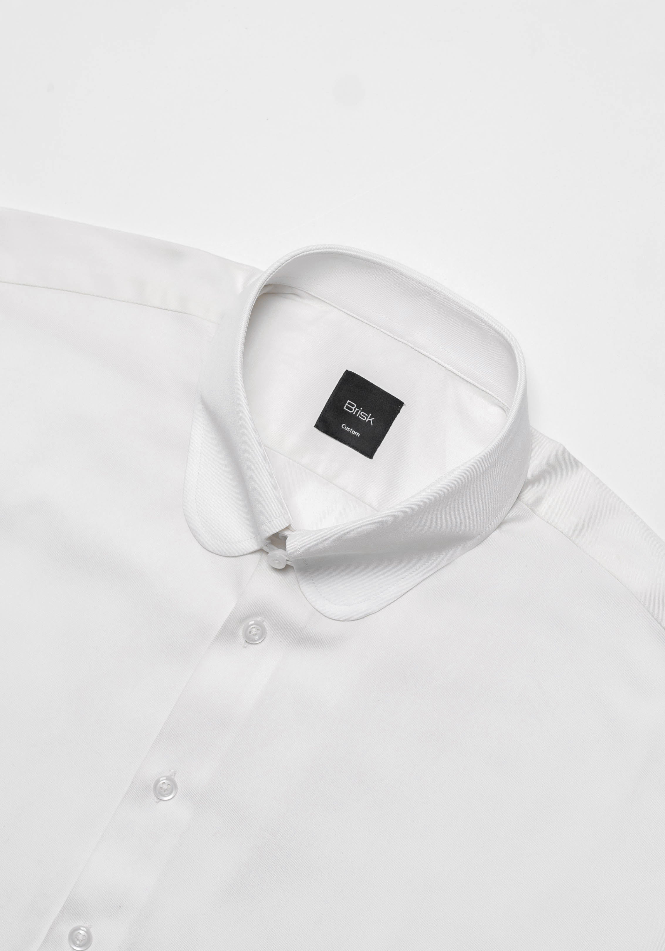 Pearl White Twill Pima Cotton Shirt - Club Tab Collar - Image 3