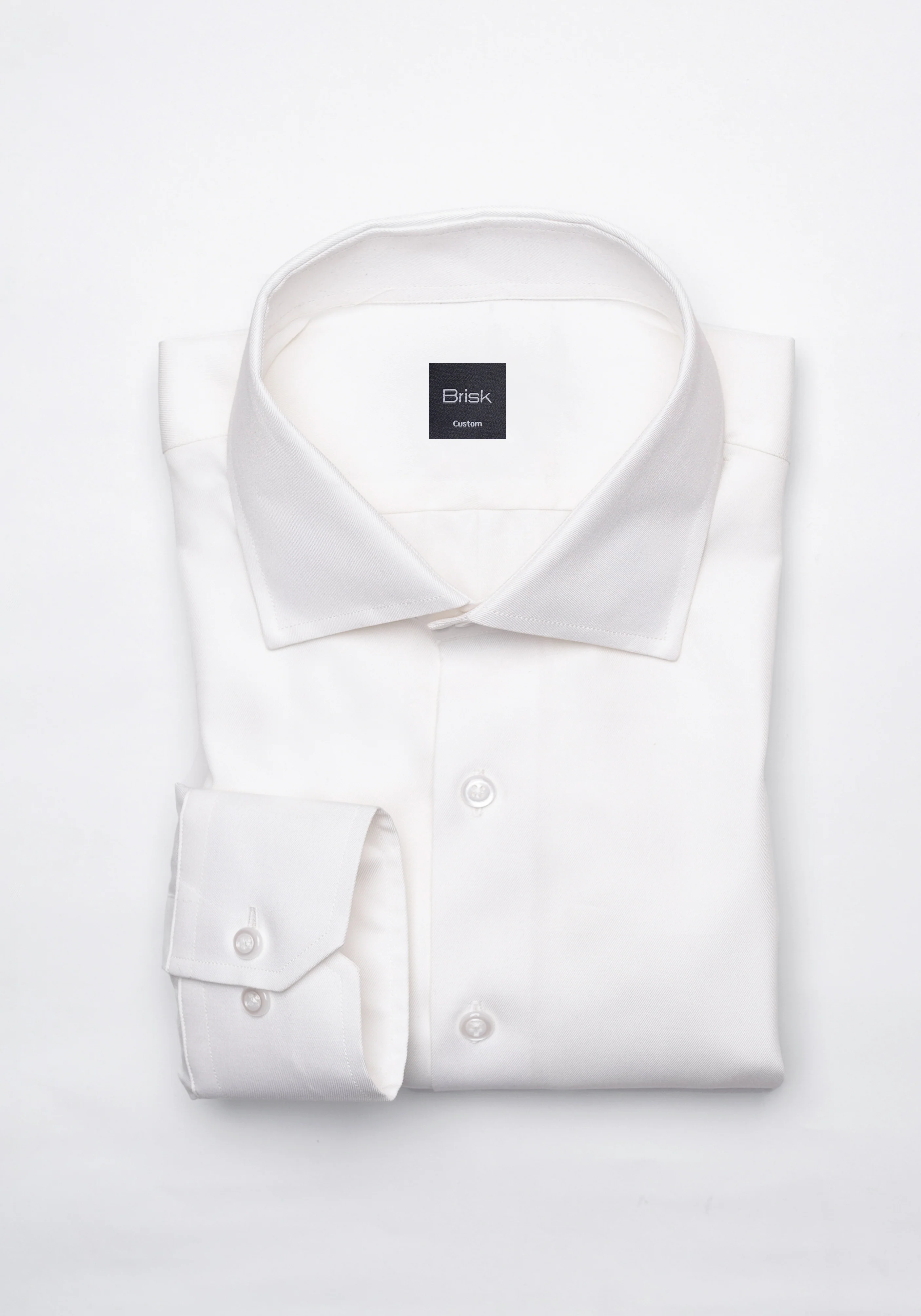 Pearl White Twill Pima Cotton Shirt - Cutaway Classic Collar - Image 2