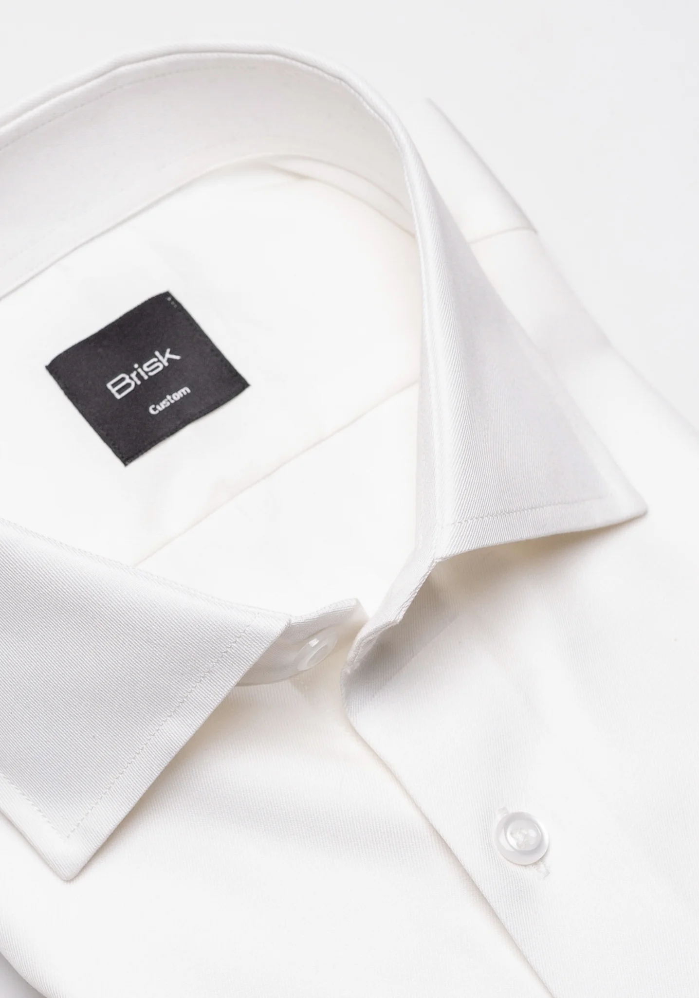 Pearl White Twill Pima Cotton Shirt - Cutaway Classic Collar - Image 3