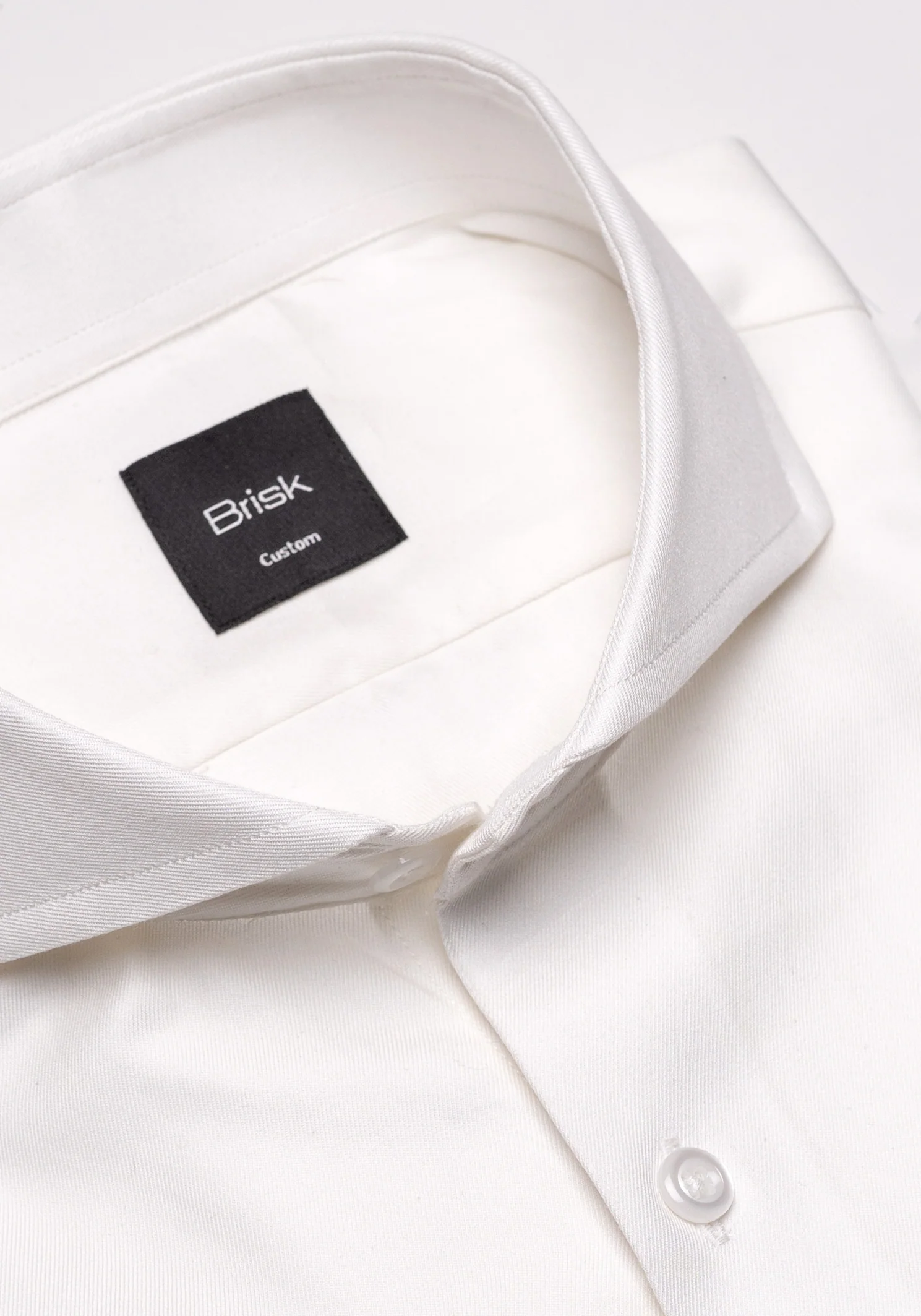 Pearl White Twill Pima Cotton Shirt - Cutaway Extreme Collar - Image 6