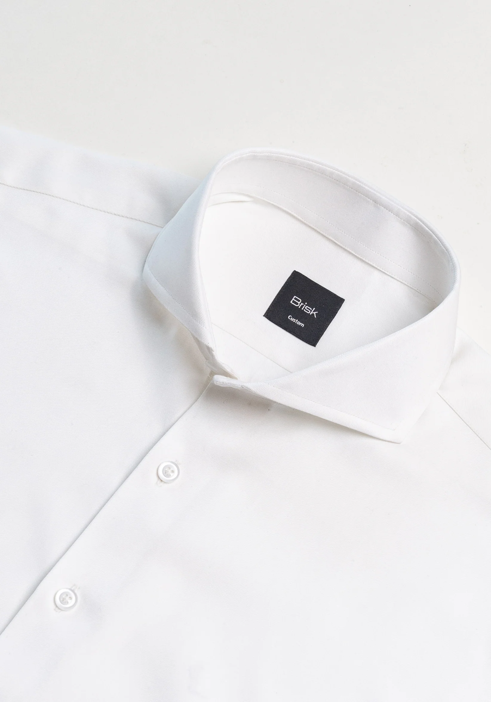 Pearl White Twill Pima Cotton Shirt - Cutaway Extreme Collar With French Cuffs - Image 3