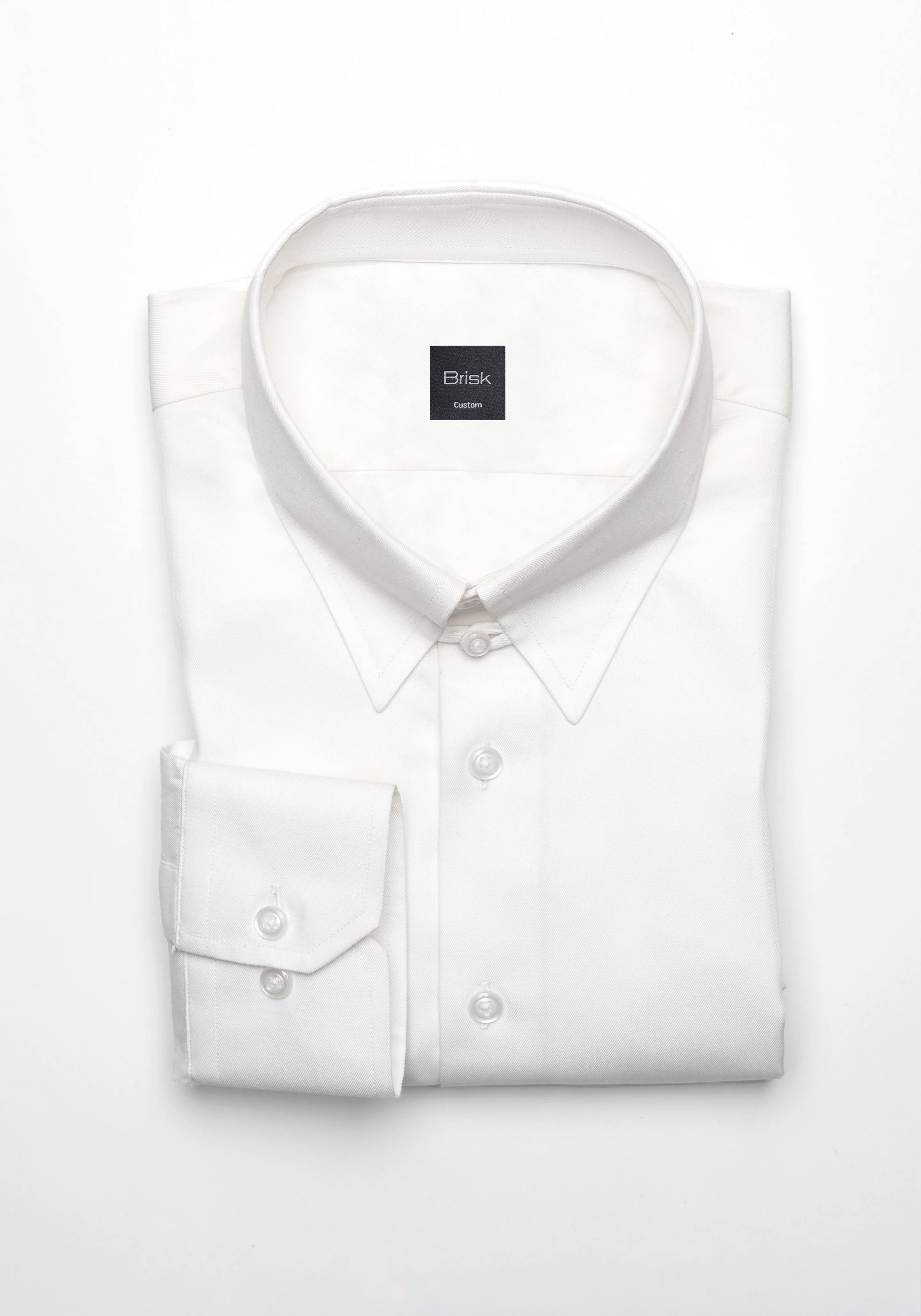Pearl White Twill Pima Cotton Shirt - Tab Collar