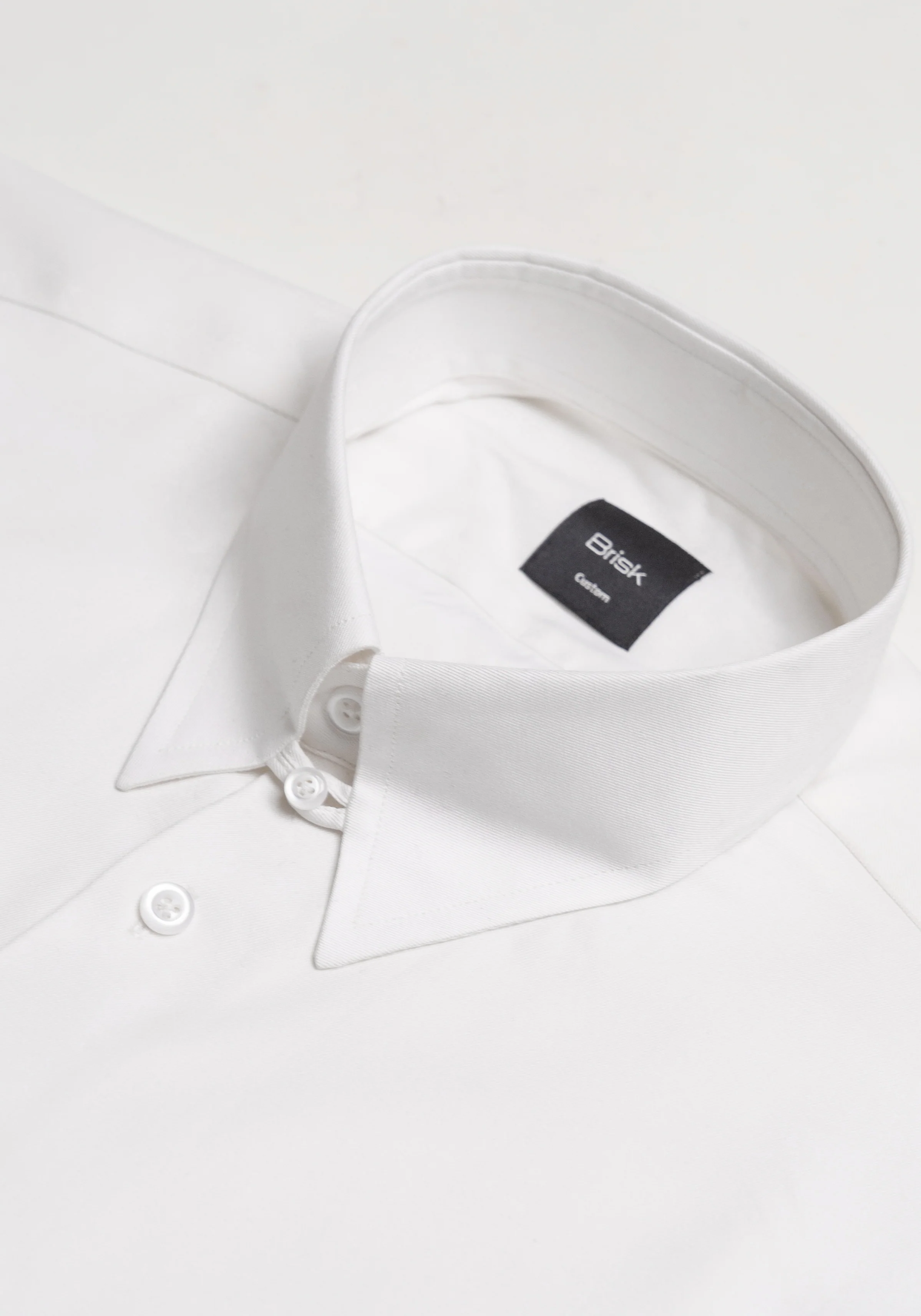 Pearl White Twill Pima Cotton Shirt - Tab Collar - Image 2