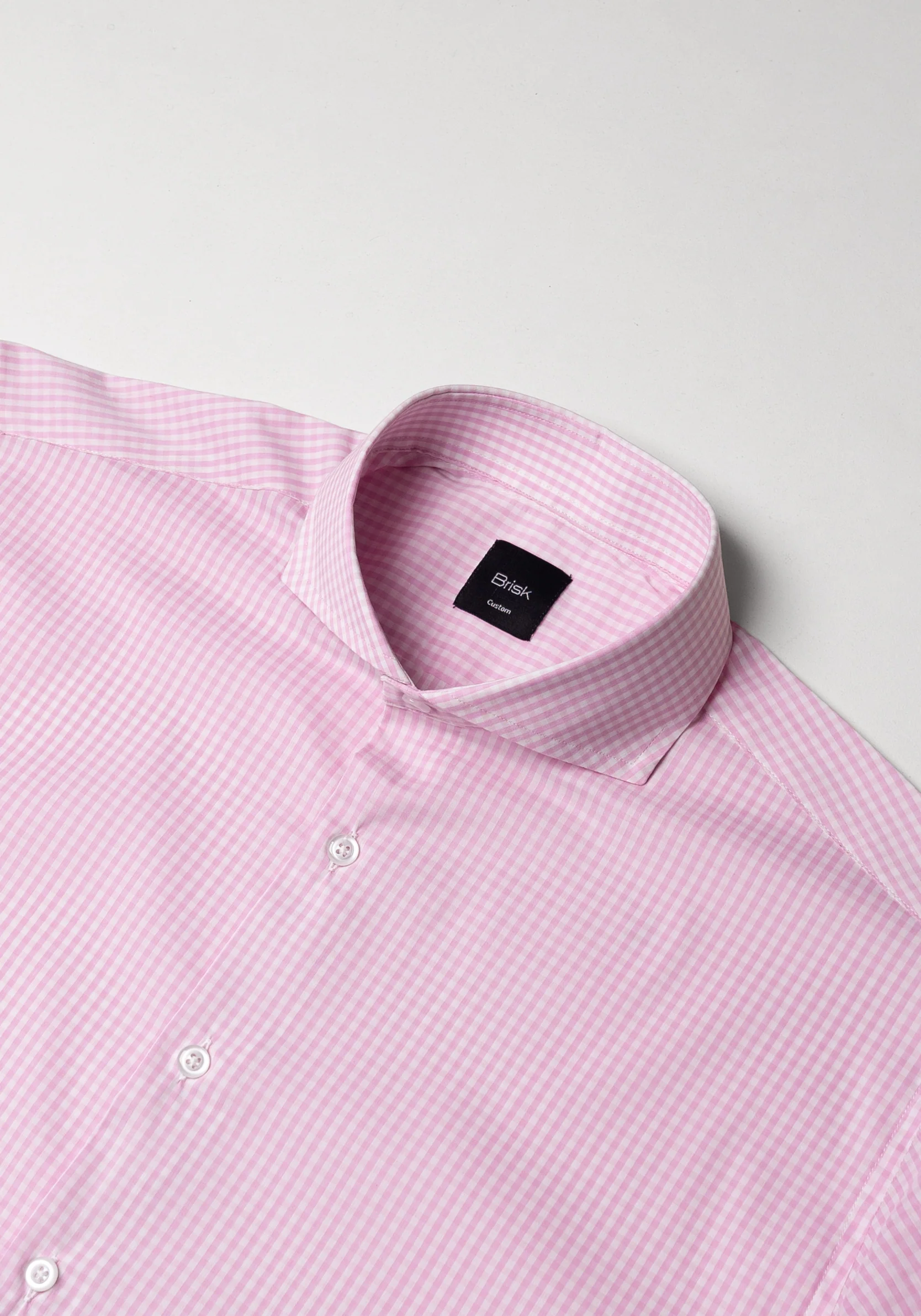 Pink Light Weight Gingham Stretch Shirt Unused Sample - Image 3