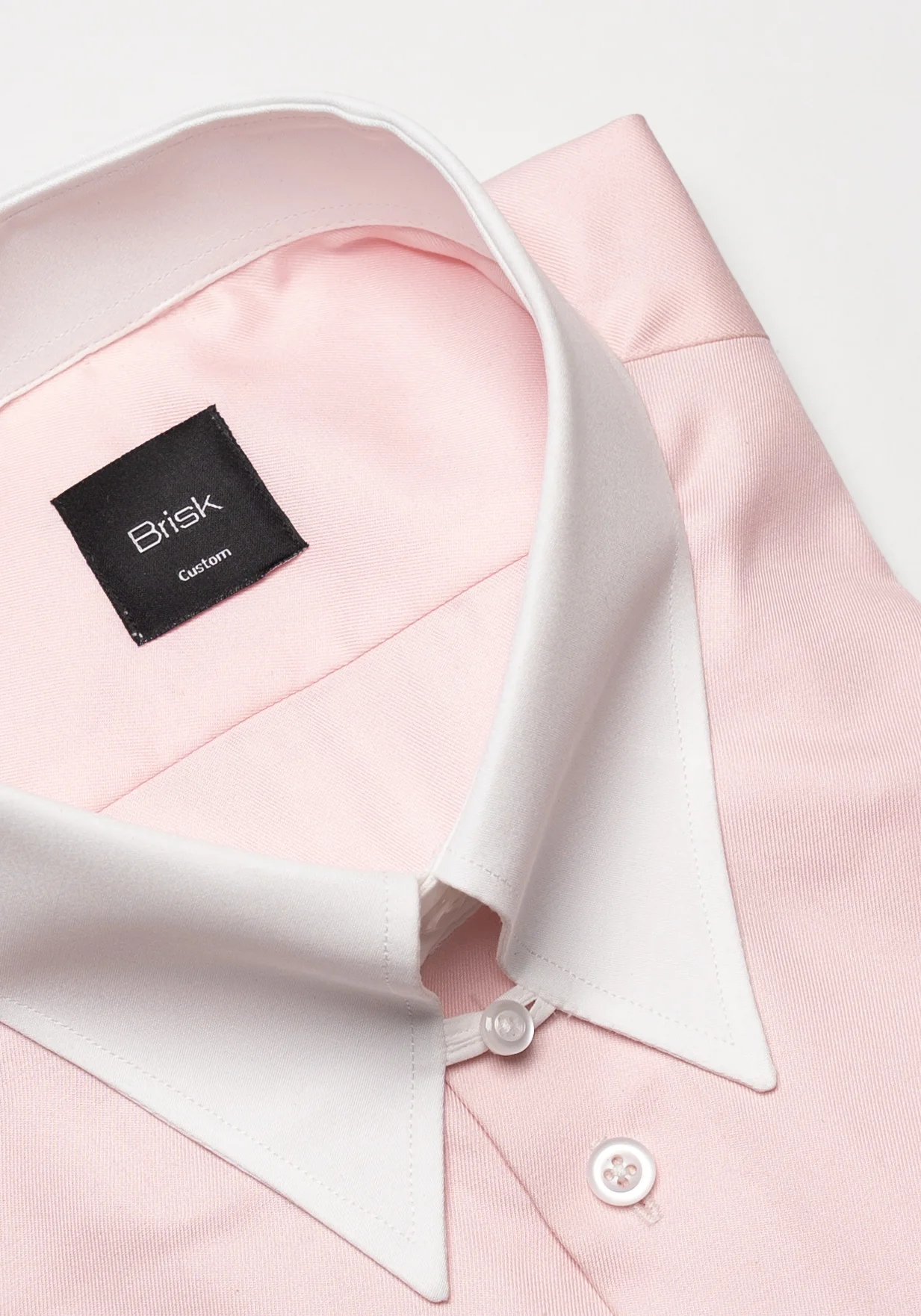 Pink Twill Pima Cotton Shirt - White Tab Collar Unused Sample - Image 3