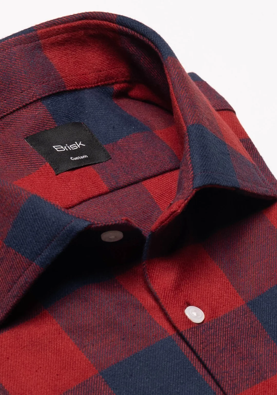 Red Blue Bold Boxes Heavy Flannel Shirt Sample Unused - Image 3