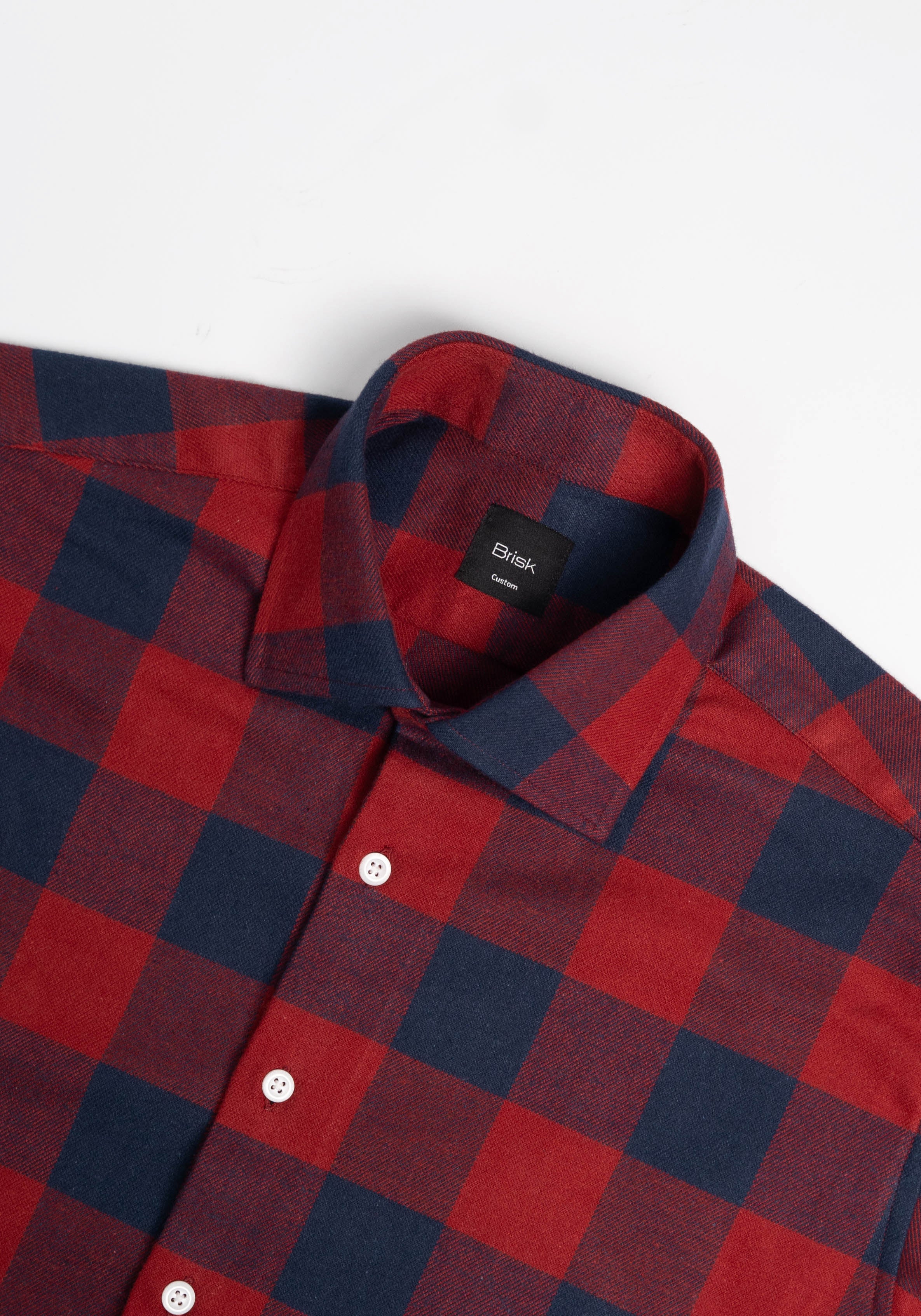Red Blue Bold Boxes Heavy Flannel Shirt Sample Unused - Image 4