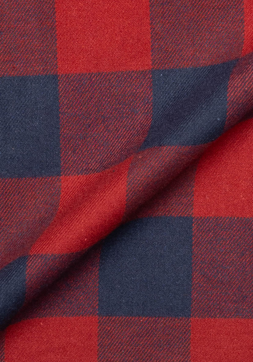 Red Blue Bold Boxes Heavy Flannel Shirt Sample Unused - Image 5