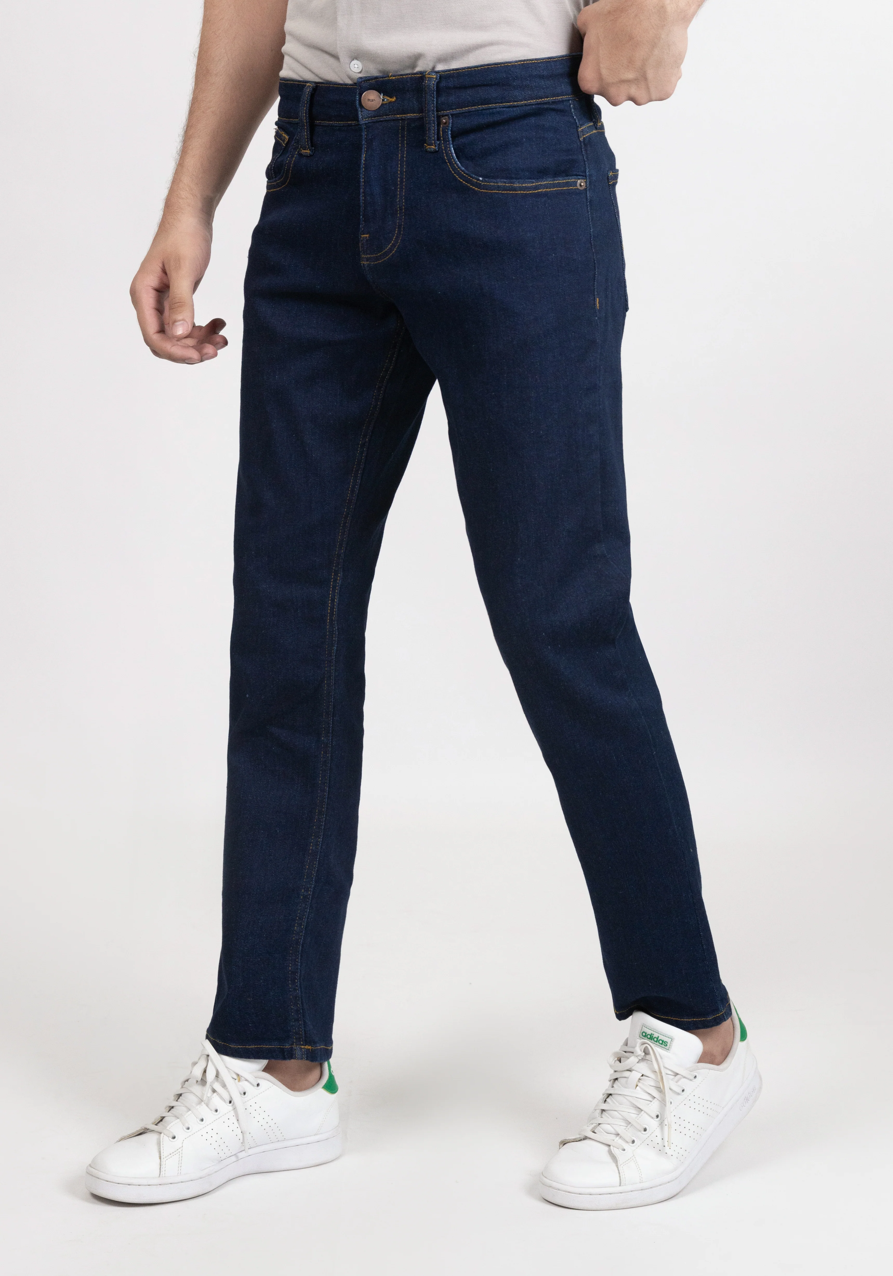 Dark Blue Rinse Wash Slim Fit Jeans - Rotary - Image 4