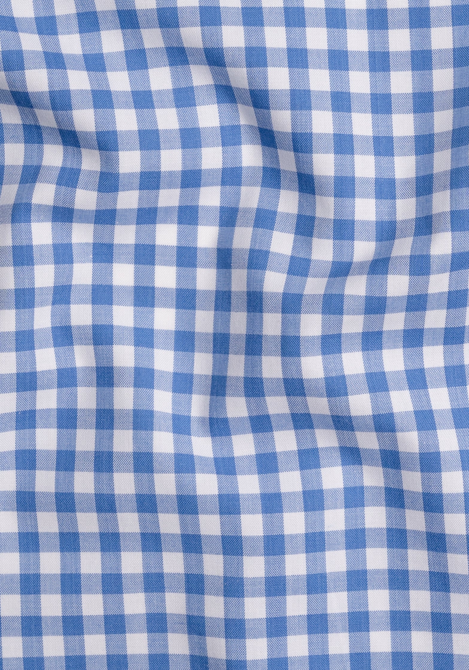Sky Blue Gingham Crisp Pima Cotton - Wrinkle Resistant Unused Sample - Image 3