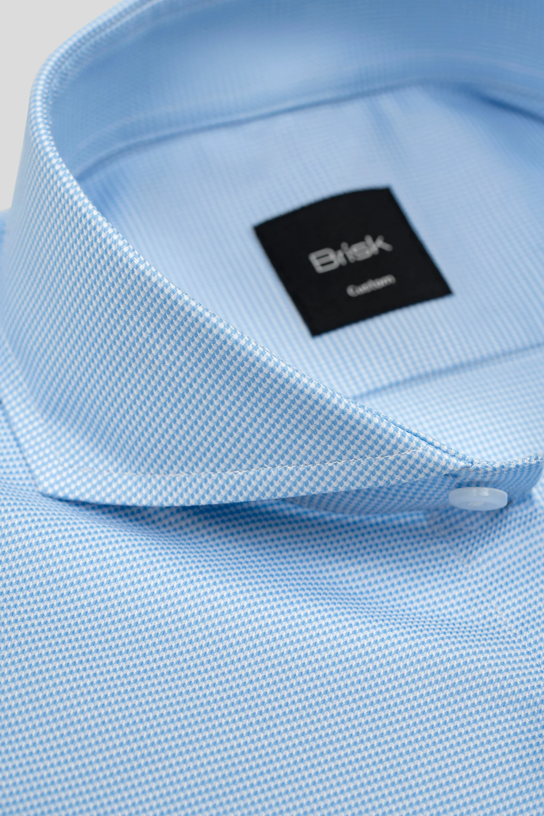 Sky Blue Houndstooth Wrinkle-Free Shirt - Image 3