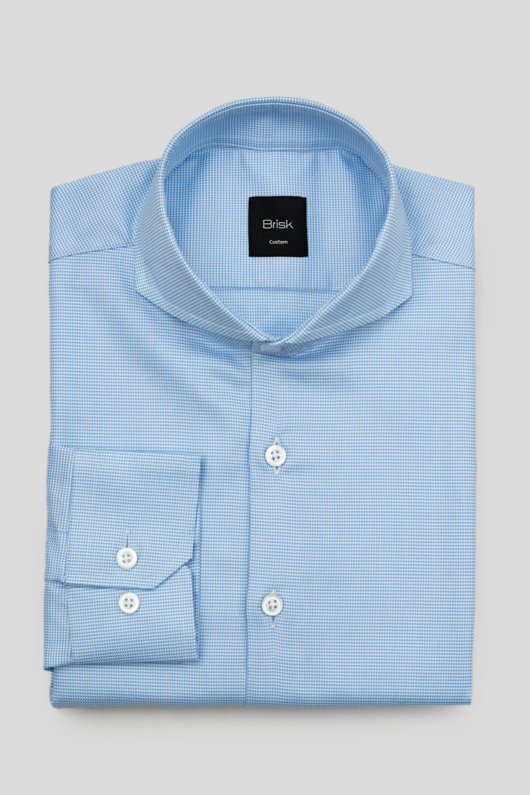 Sky Blue Houndstooth Wrinkle-Free Shirt - Image 4