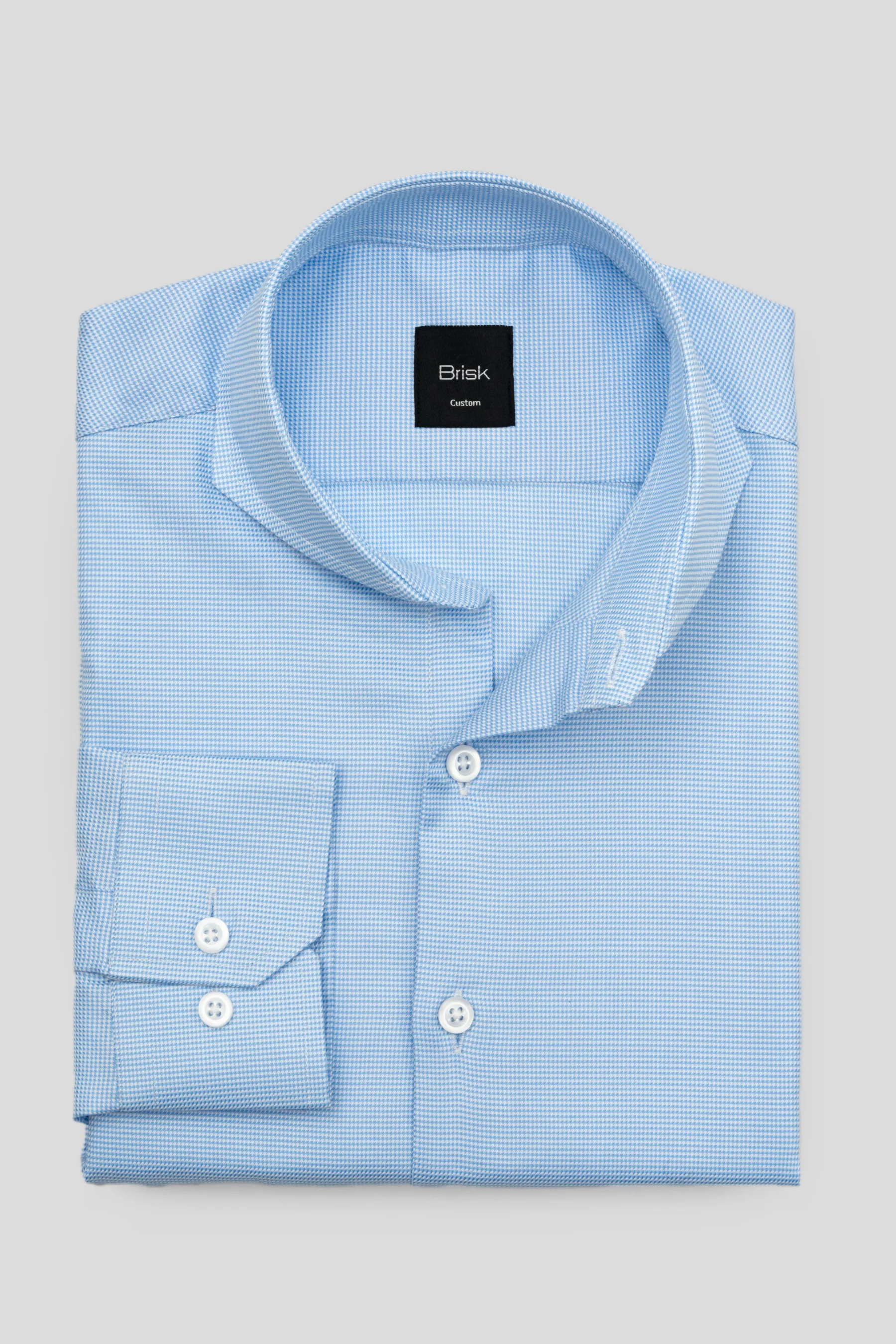 Sky Blue Houndstooth Wrinkle-Free Shirt - Image 5