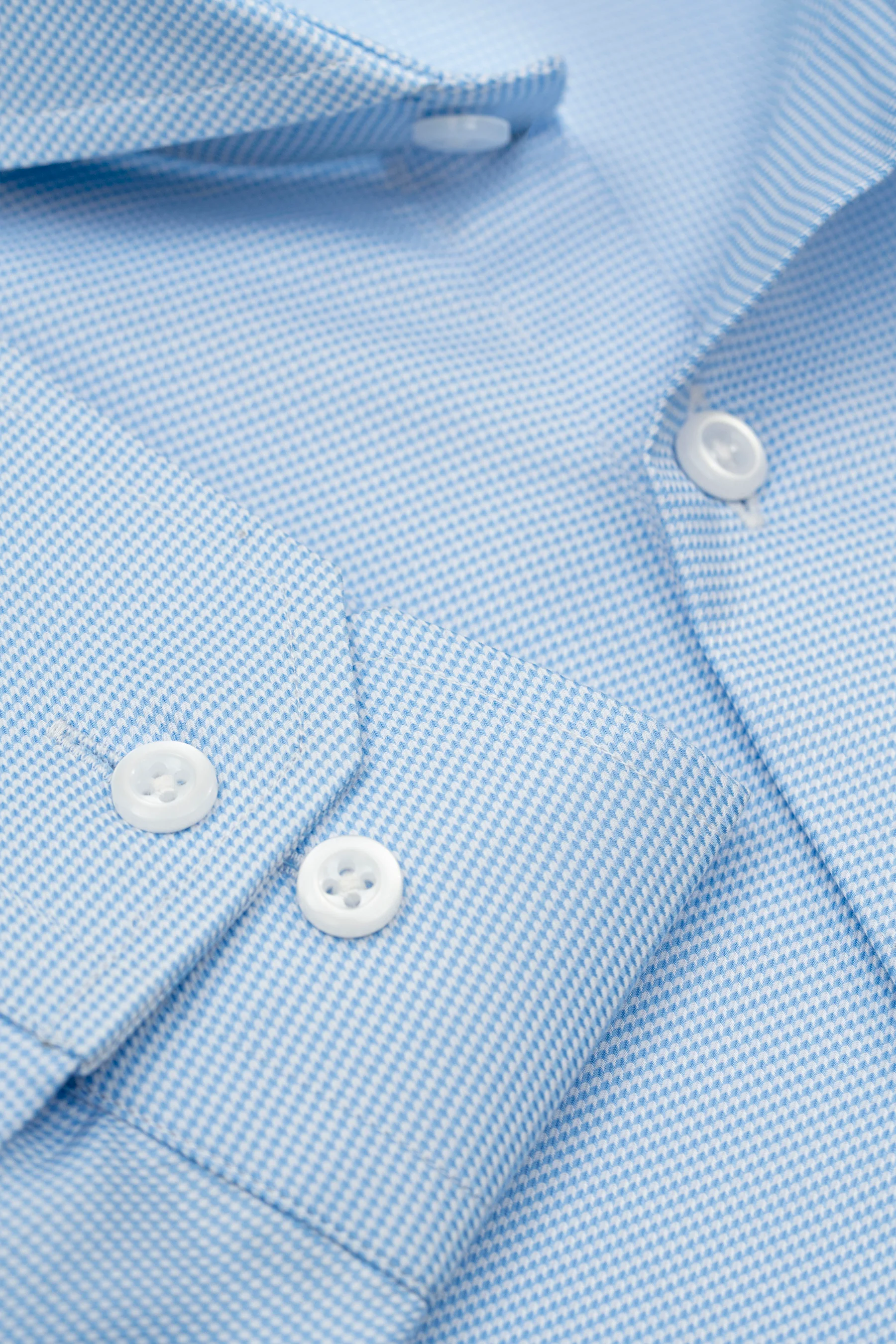 Sky Blue Houndstooth Wrinkle-Free Shirt - Image 6